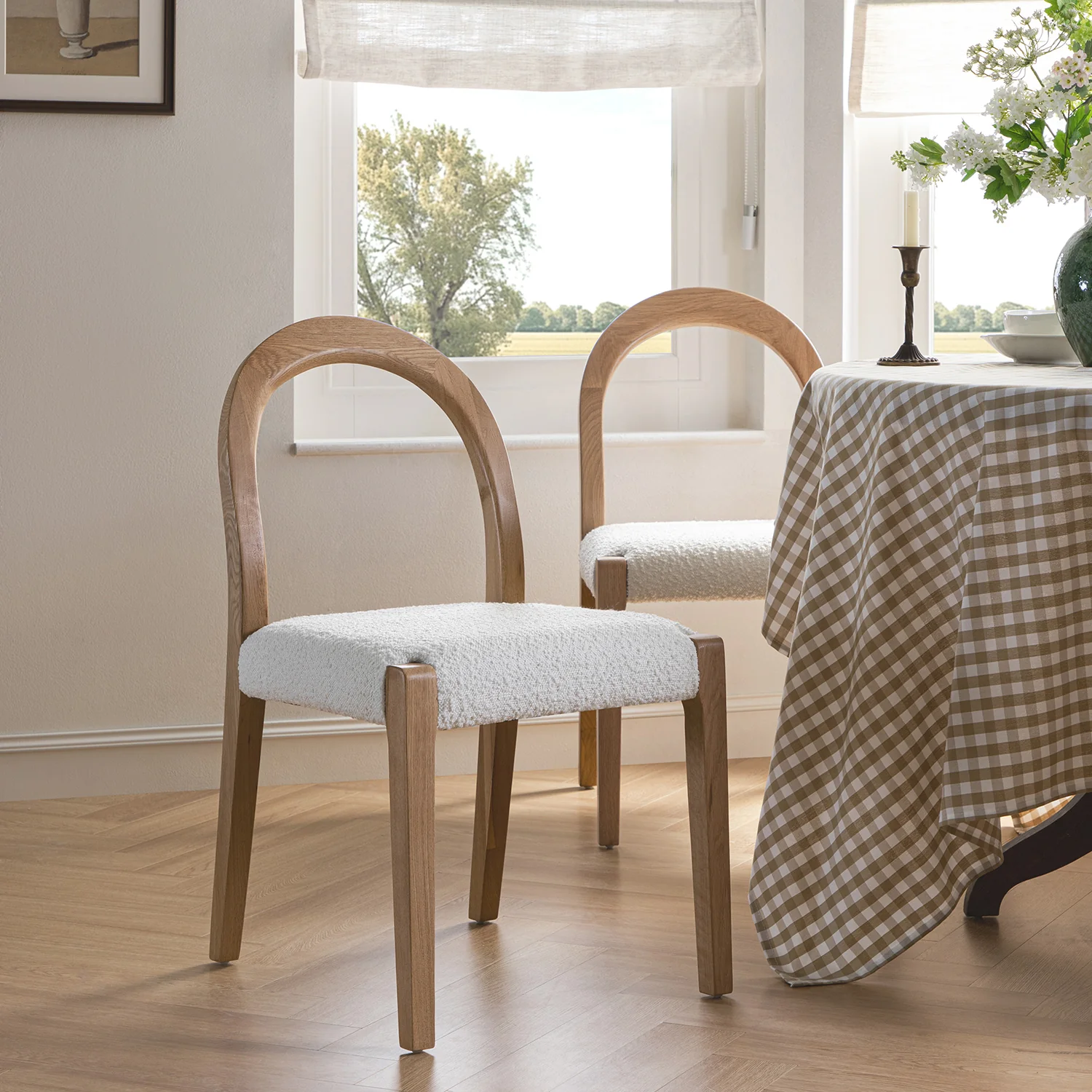 Lumi Dining Chair, Ecru Boucle | Natural Oak Frame - Image 2
