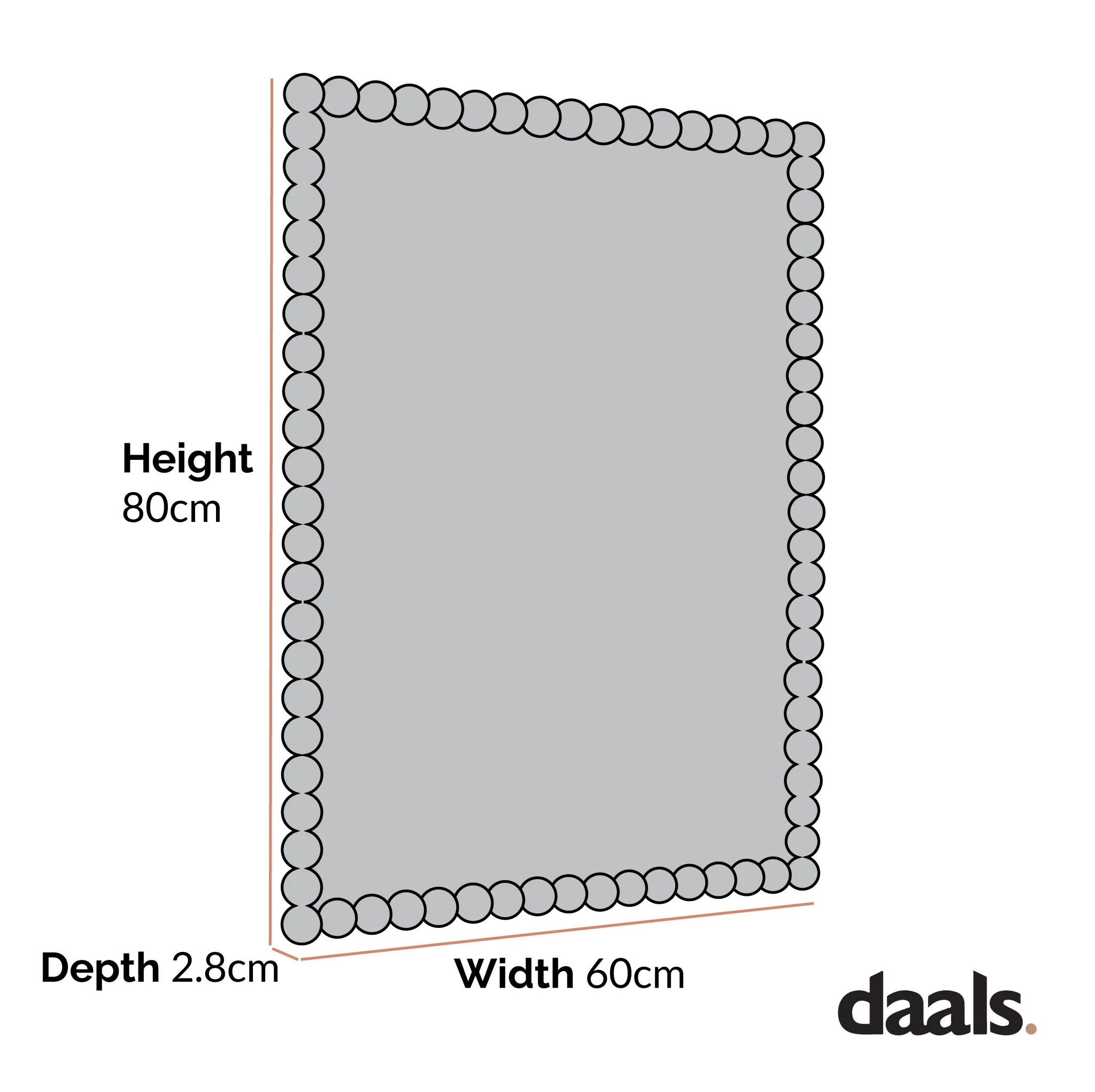 Luna Rectangular Bobbin Wall Mirror 80 x 60 cm, Washed White - Image 5