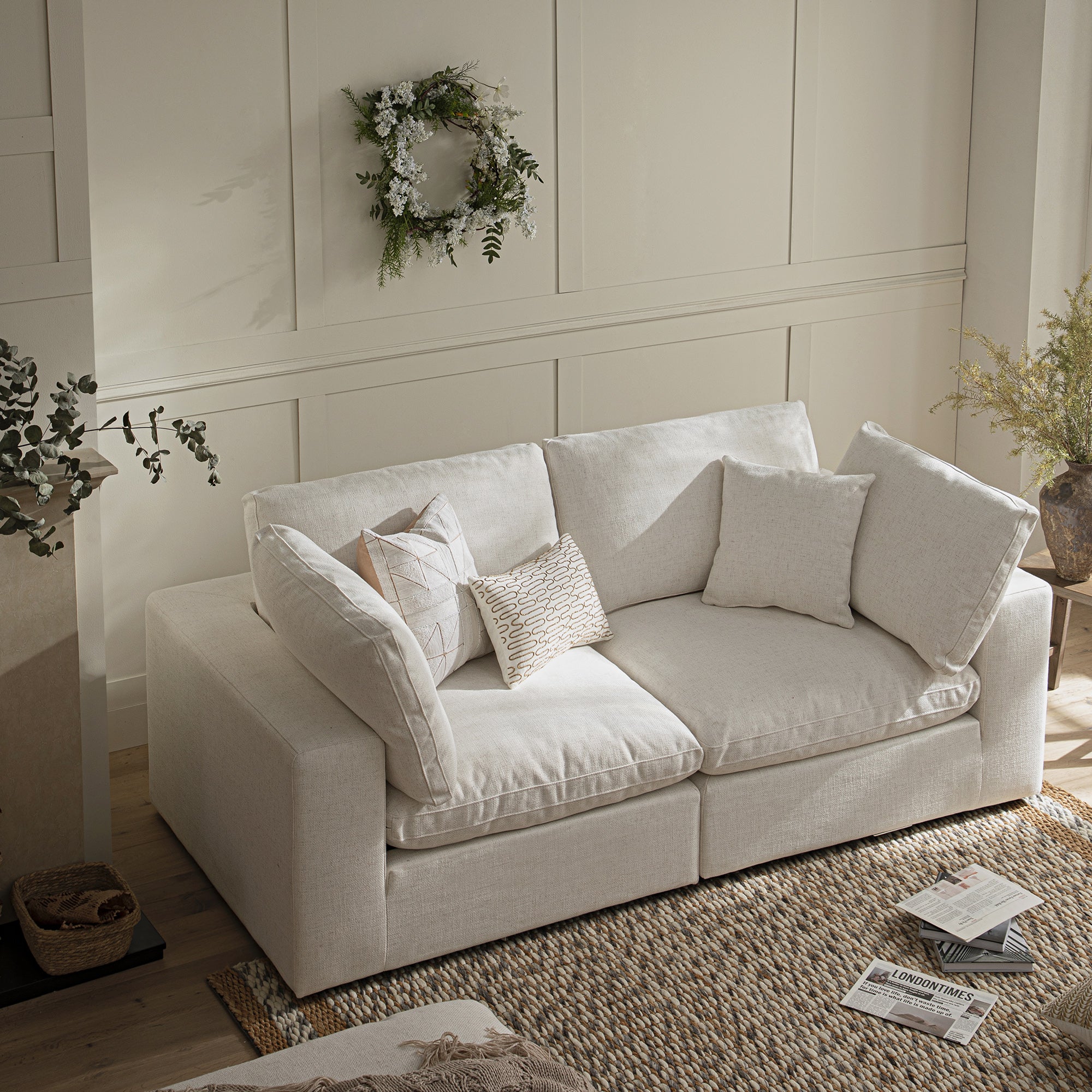 Lutyens Beige Linen Blend Modular Sofa, 2-Piece - Image 3