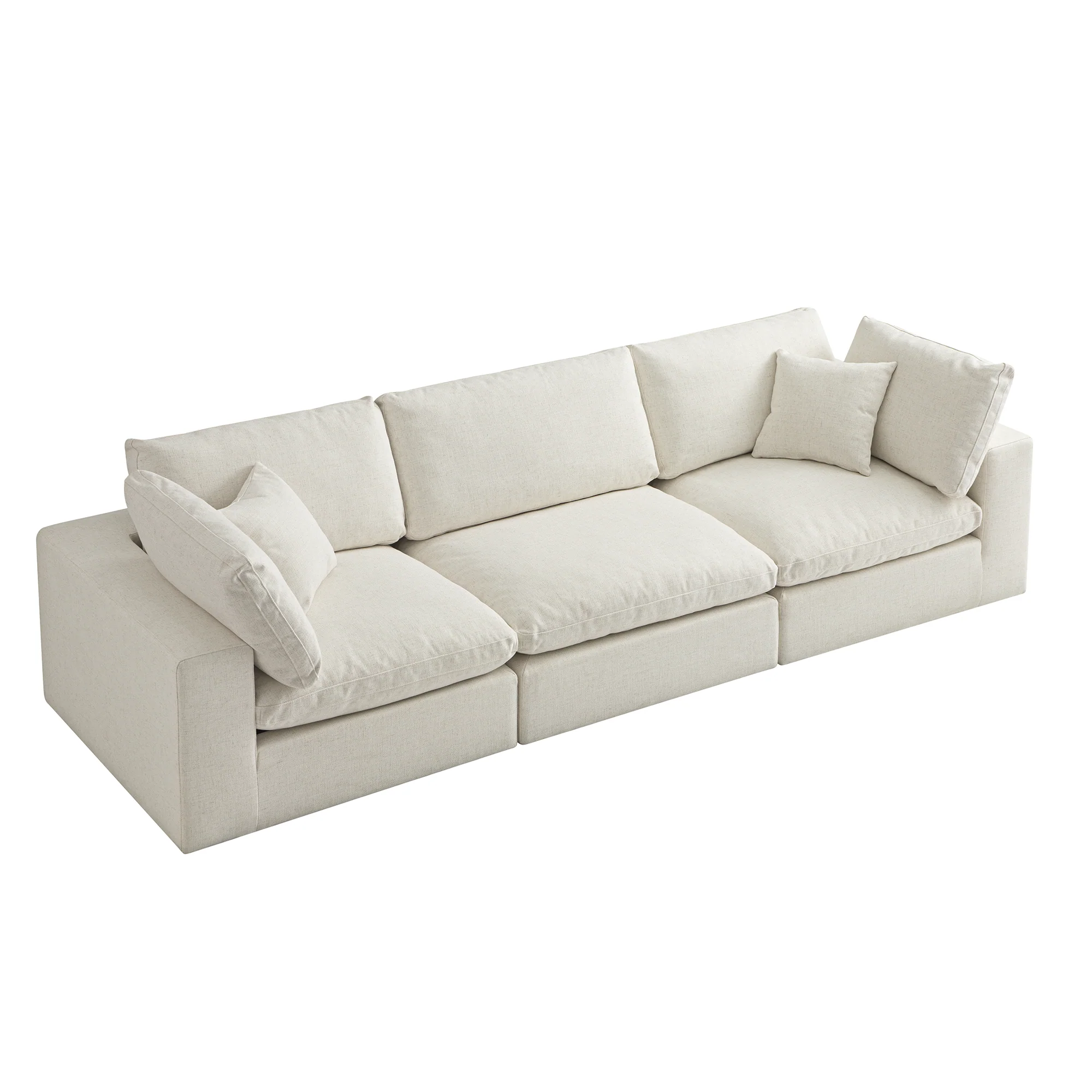 Lutyens Beige Linen Blend Modular Sofa, 3-Piece - Image 10