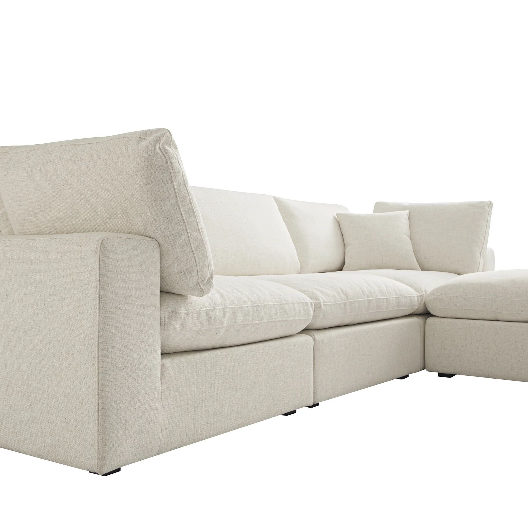 Lutyens Beige Linen Blend Modular Sofa, 3-Piece Chaise - Image 14