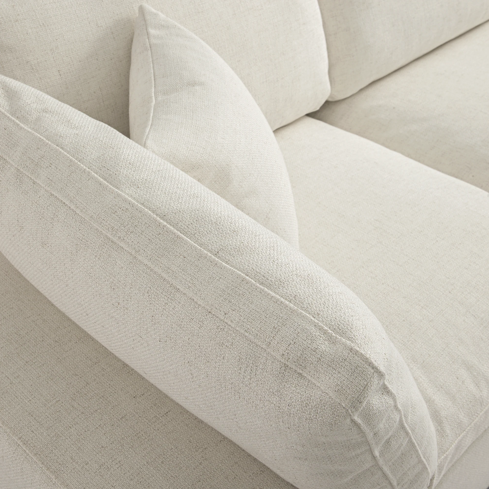 Lutyens Beige Linen Blend Modular Sofa, 3-Piece Chaise - Image 15