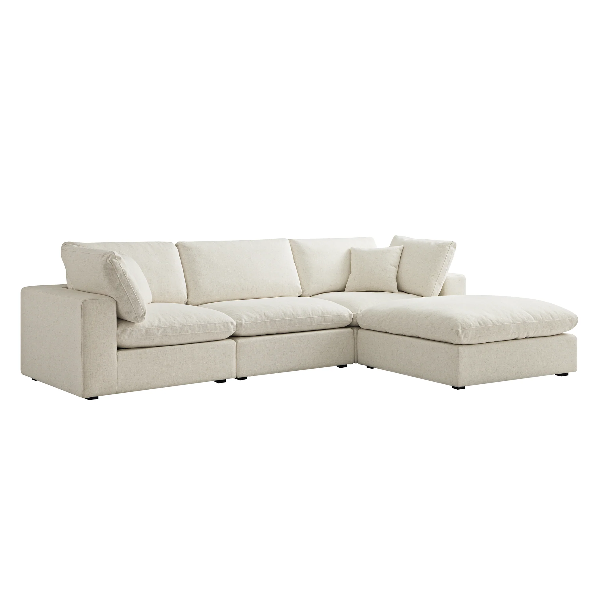 Lutyens Beige Linen Blend Modular Sofa, 3-Piece Chaise - Image 7