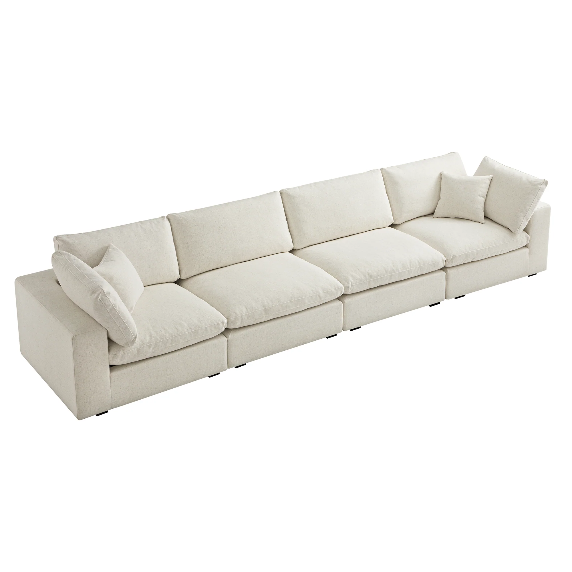 Lutyens Beige Linen Blend Modular Sofa, 4-Piece - Image 4