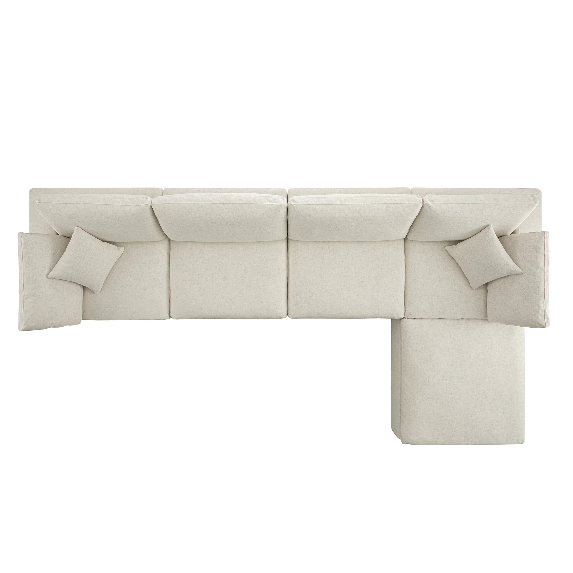 Lutyens Beige Linen Blend Modular Sofa, 4-Piece Chaise - Image 7
