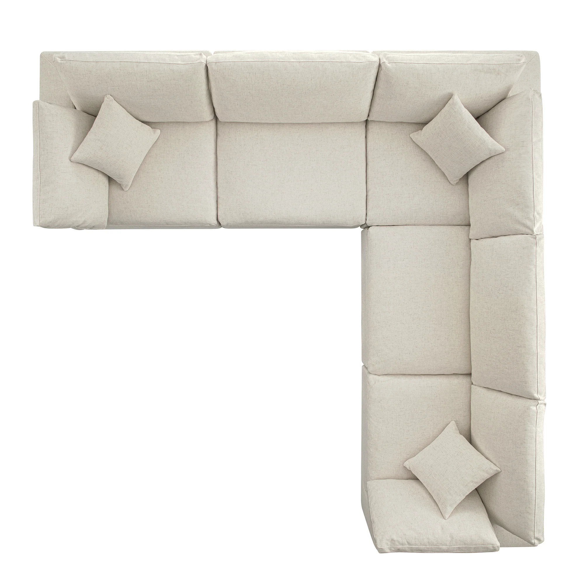 Lutyens Beige Linen Blend Modular Sofa, 5-Piece Corner Set - Image 9