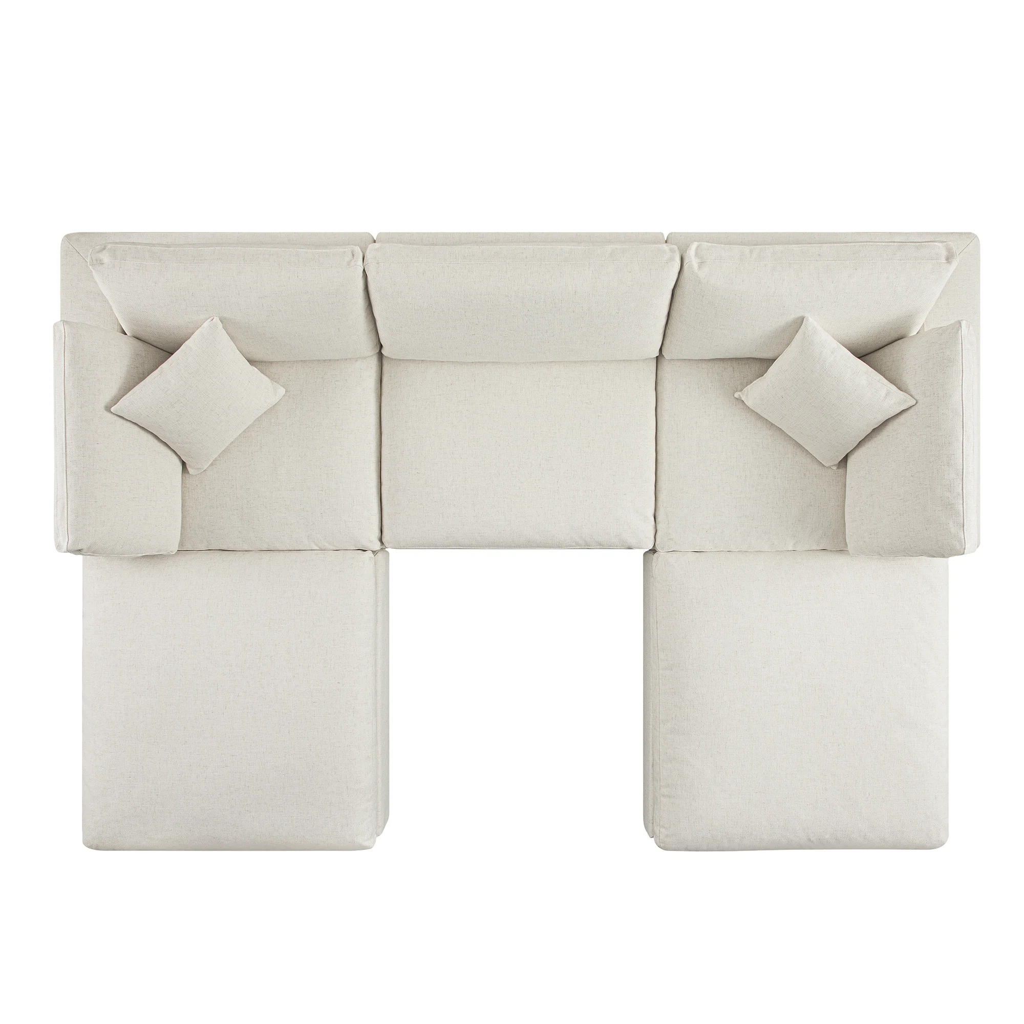 Lutyens Beige Linen Blend Modular Sofa, 5-Piece U-Shape Set - Image 6