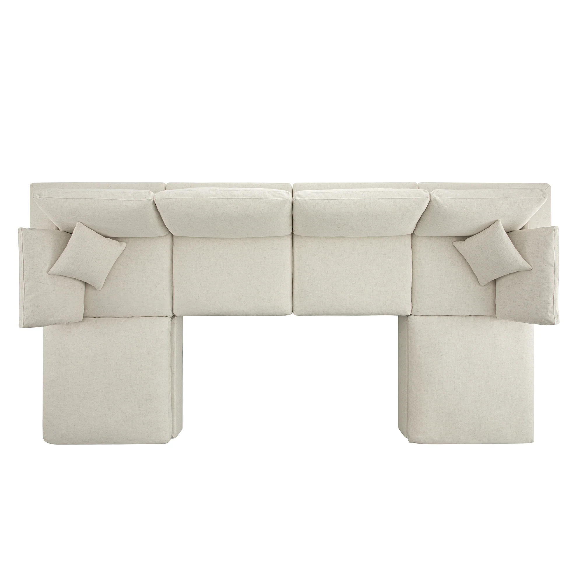 Lutyens Beige Linen Blend Modular Sofa, 6-Piece U-Shape Set - Image 5