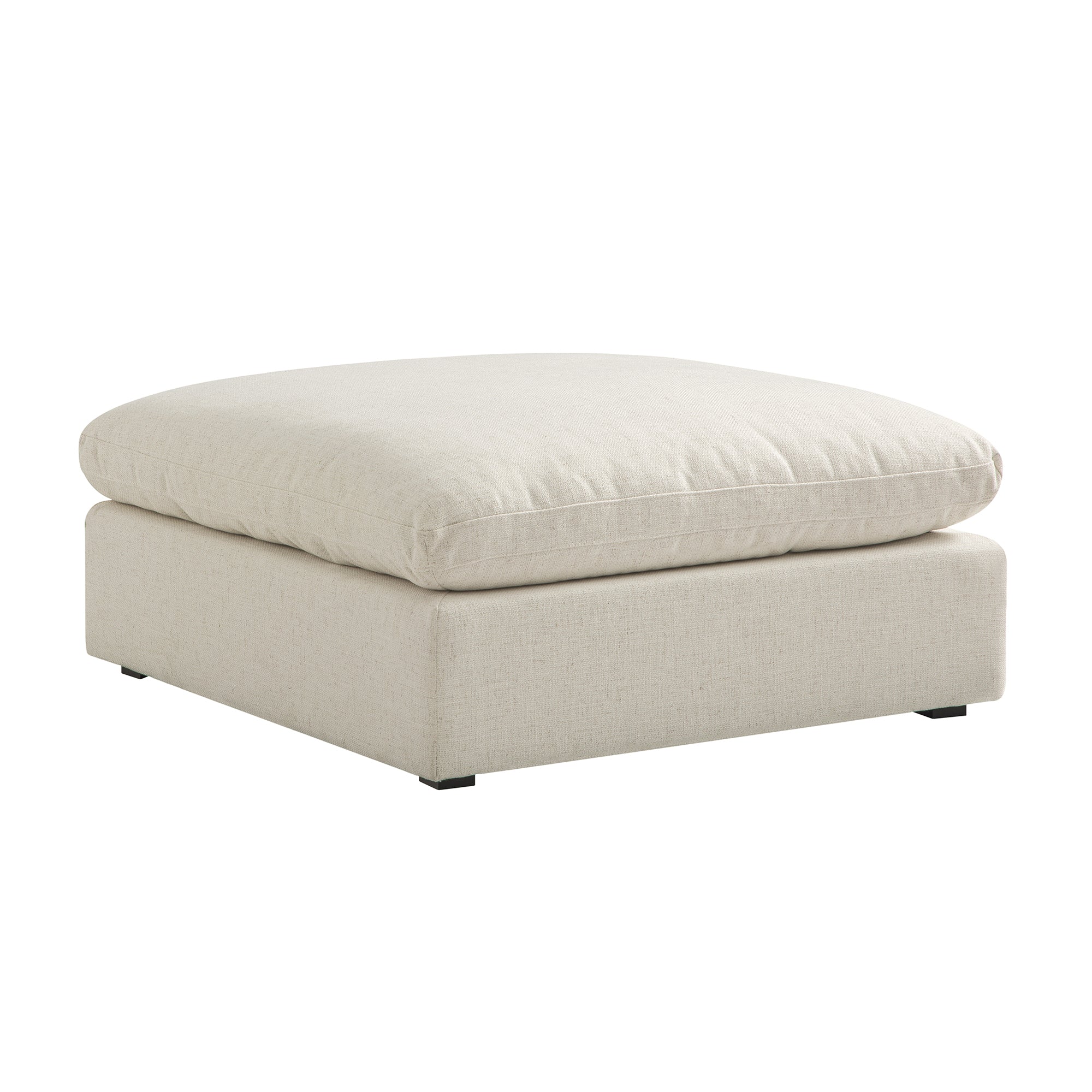 Lutyens Beige Linen Blend Modular Sofa, Stool - Image 2
