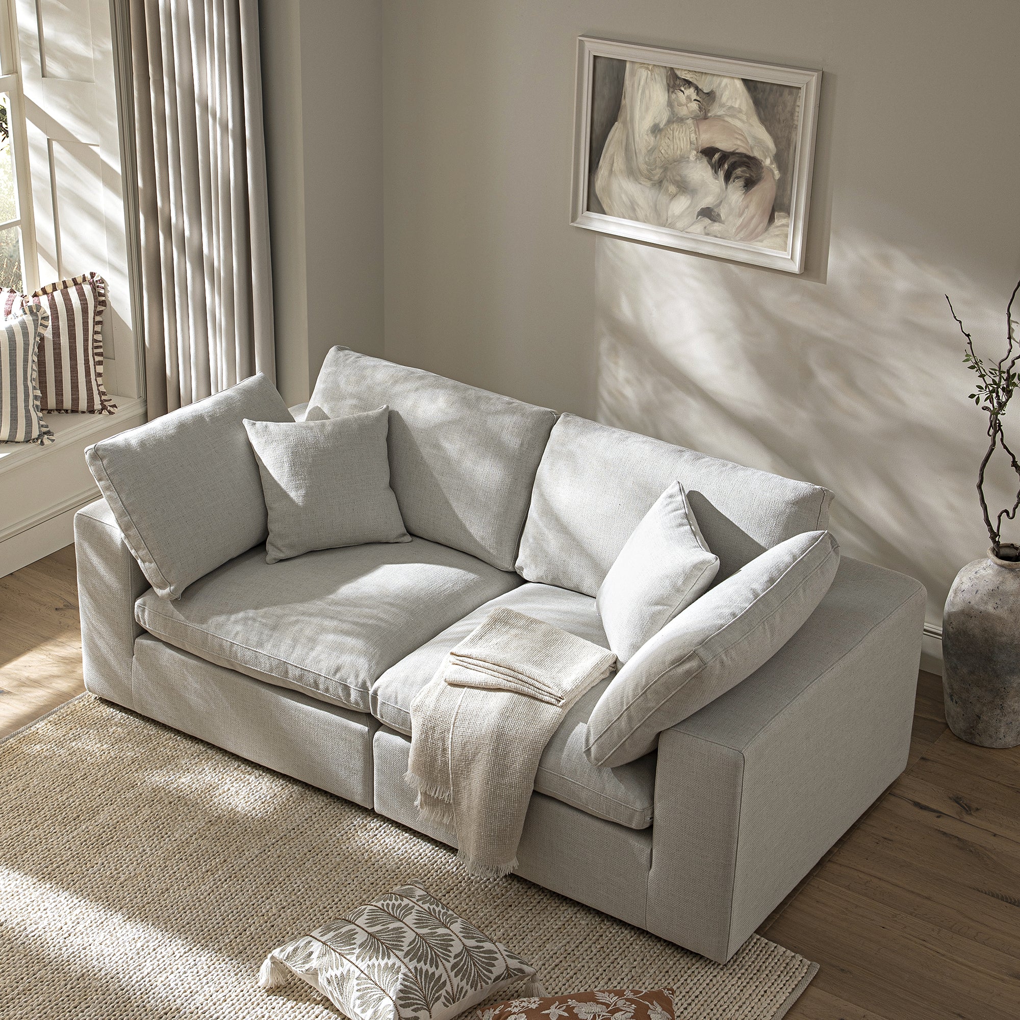 Lutyens Light Grey Linen Blend Modular Sofa, 2-Piece - Image 3