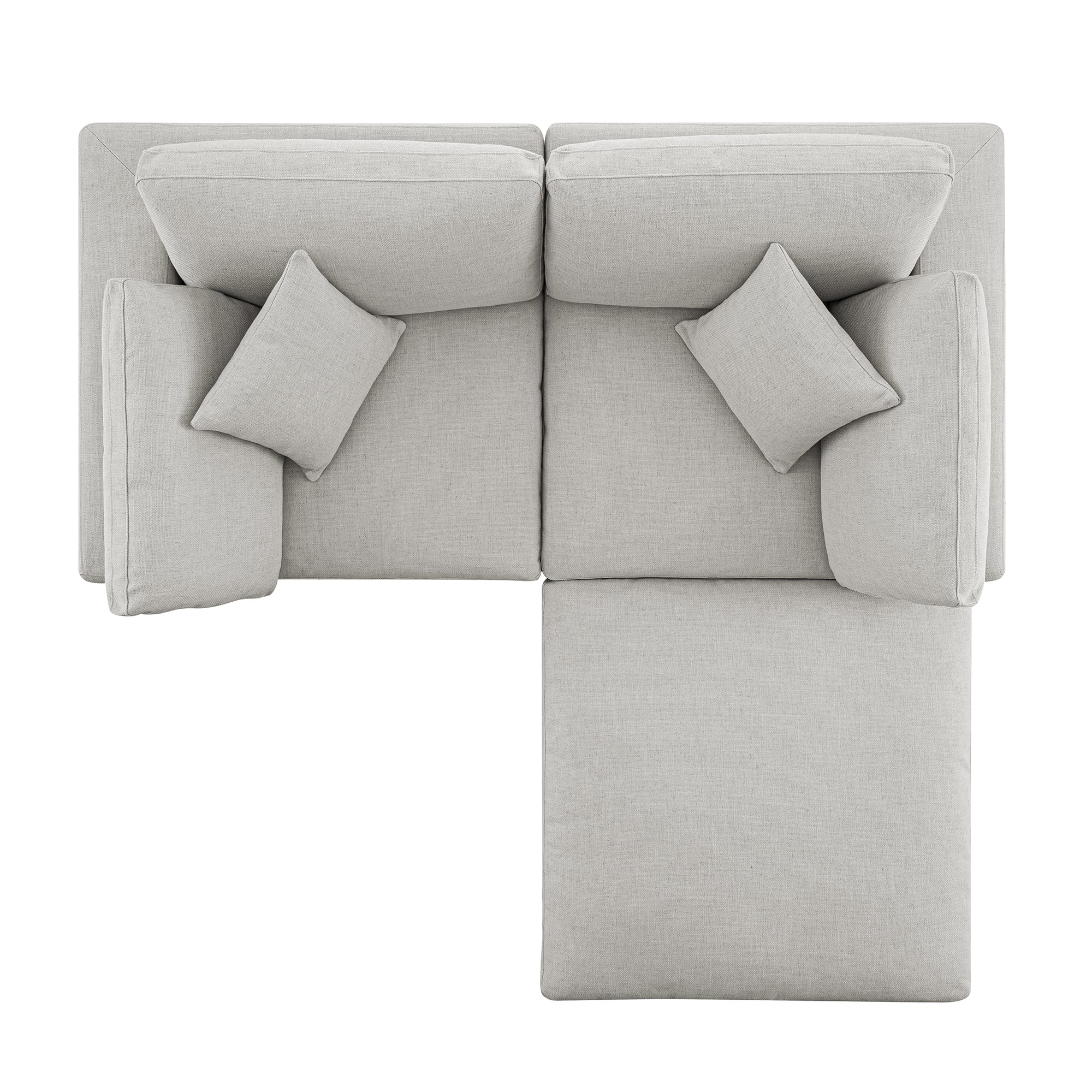 Lutyens Light Grey Linen Blend Modular Sofa, 2-Piece Chaise - Image 10