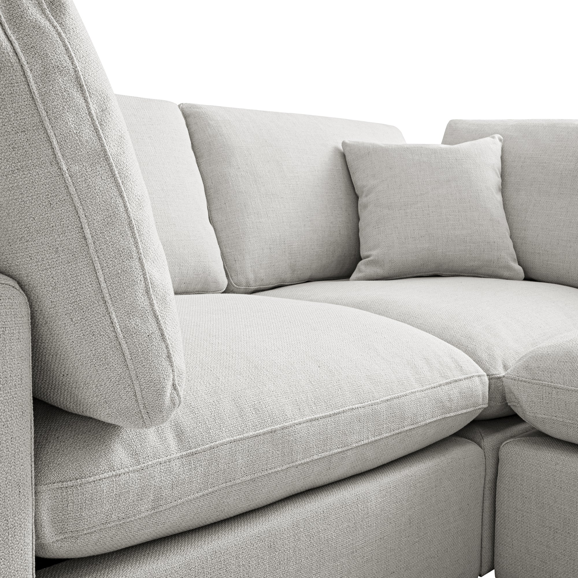 Lutyens Light Grey Linen Blend Modular Sofa, 2-Piece Chaise - Image 14