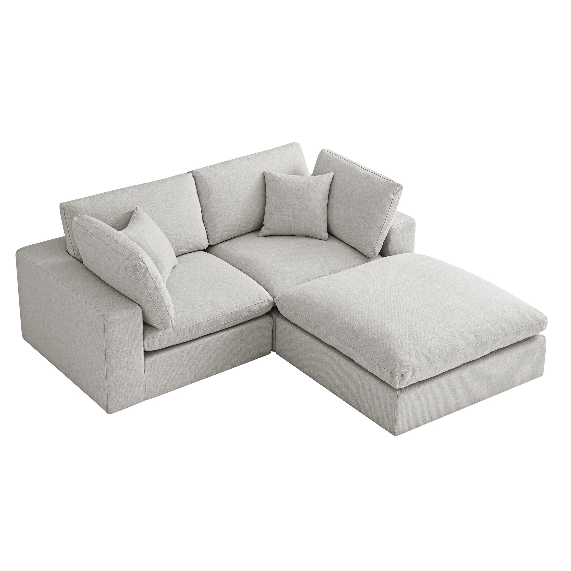 Lutyens Light Grey Linen Blend Modular Sofa, 2-Piece Chaise - Image 9