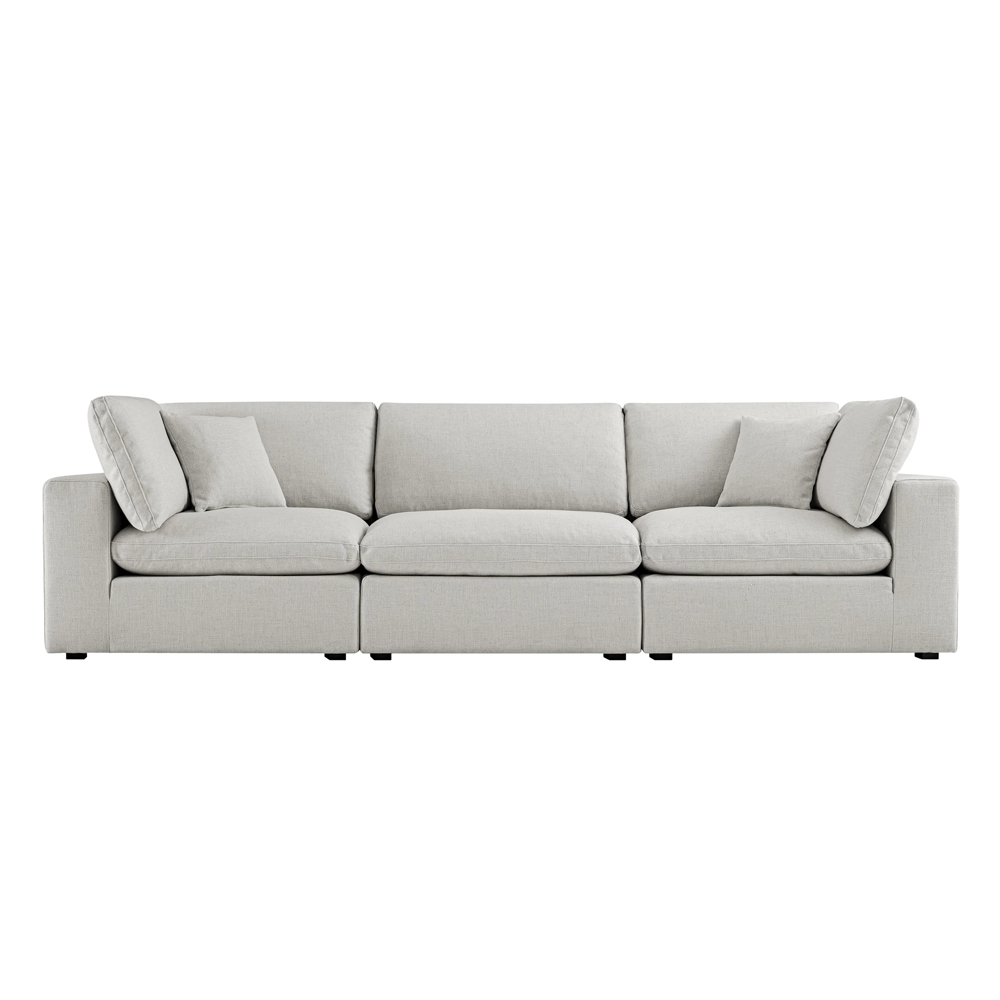 Lutyens Light Grey Linen Blend Modular Sofa, 3-Piece - Image 6
