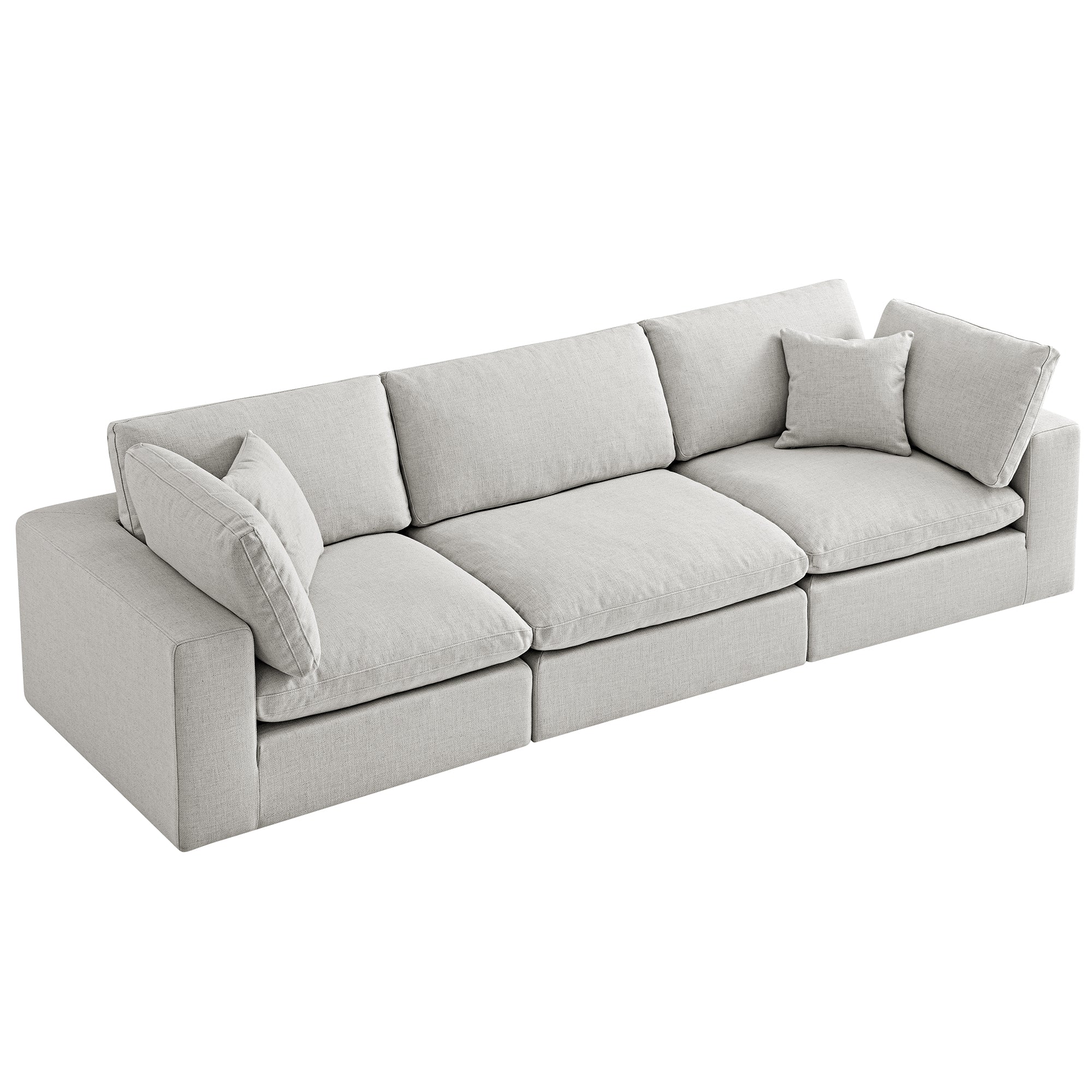 Lutyens Light Grey Linen Blend Modular Sofa, 3-Piece - Image 9