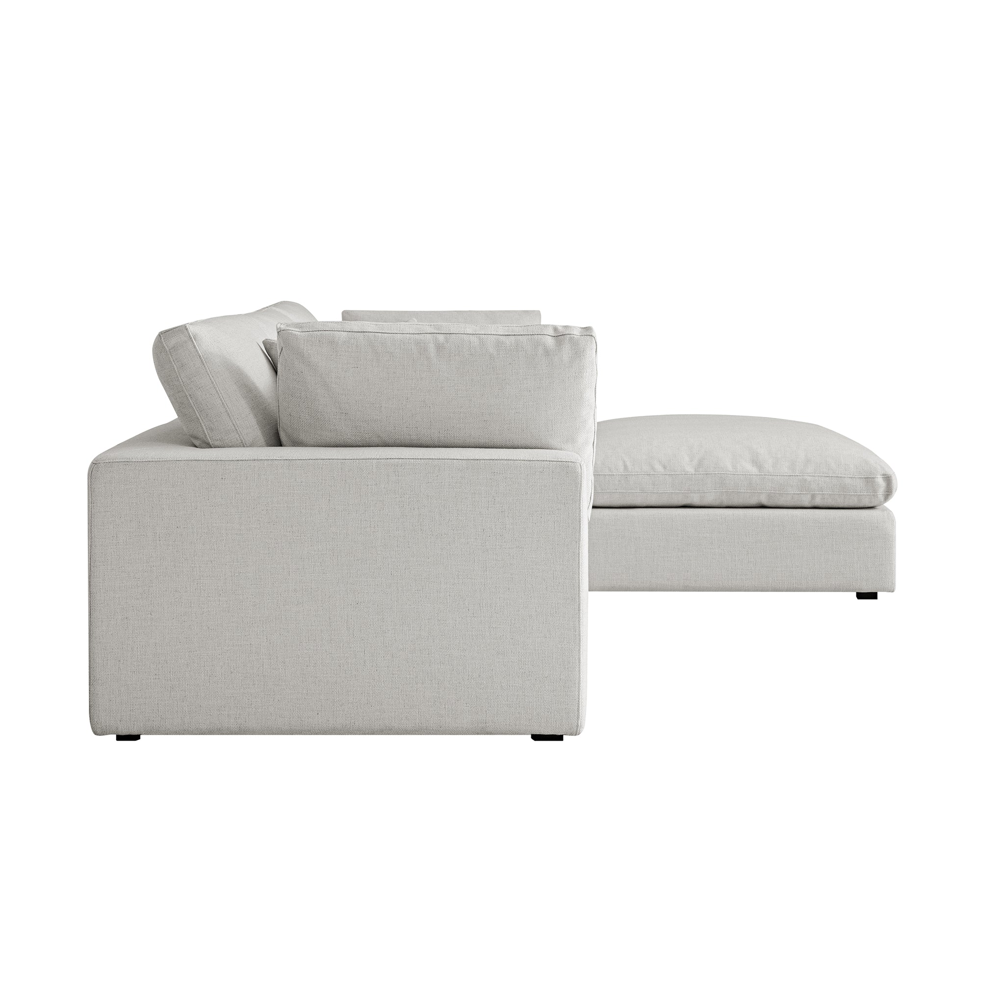 Lutyens Light Grey Linen Blend Modular Sofa, 3-Piece Chaise - Image 5