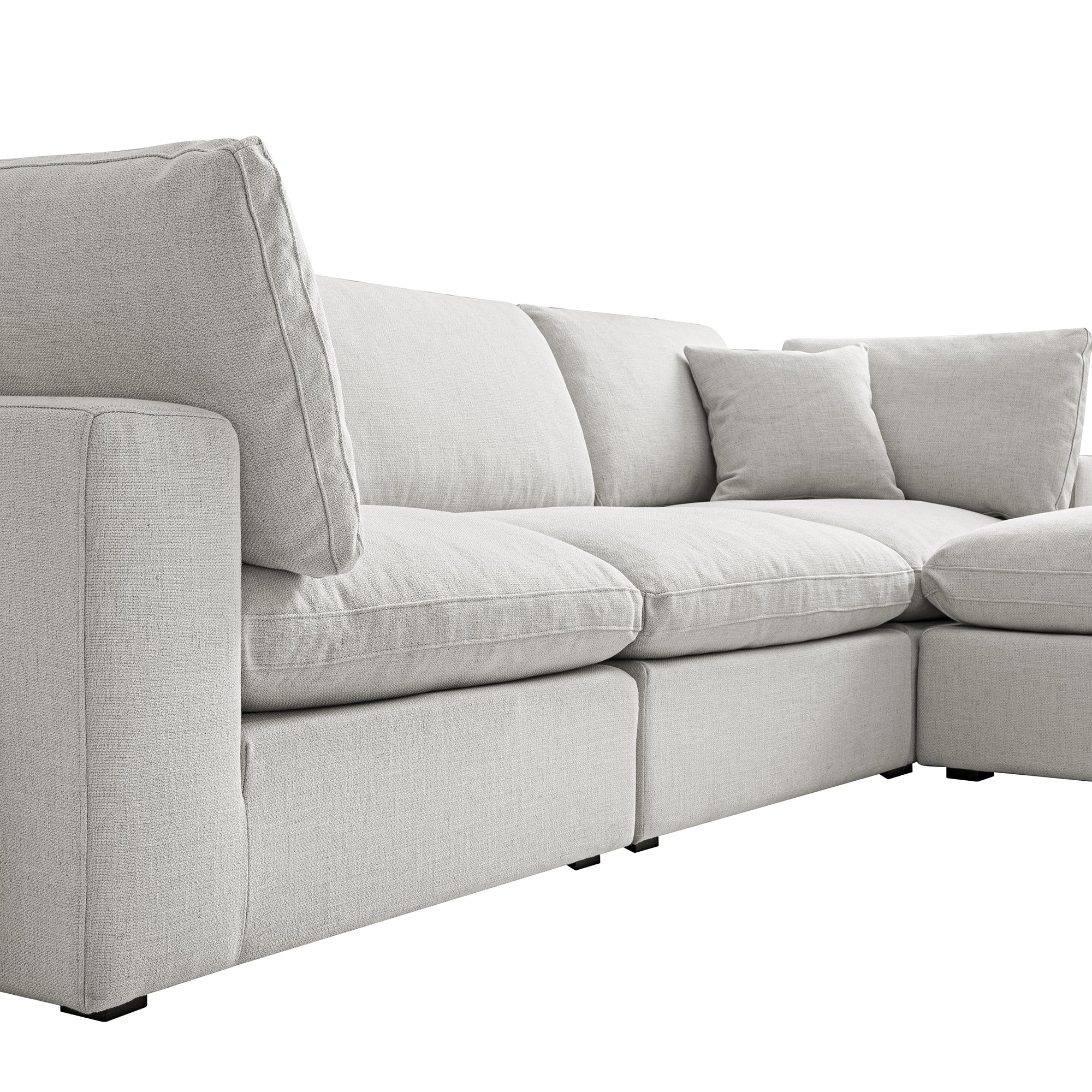 Lutyens Light Grey Linen Blend Modular Sofa, 3-Piece Chaise - Image 8