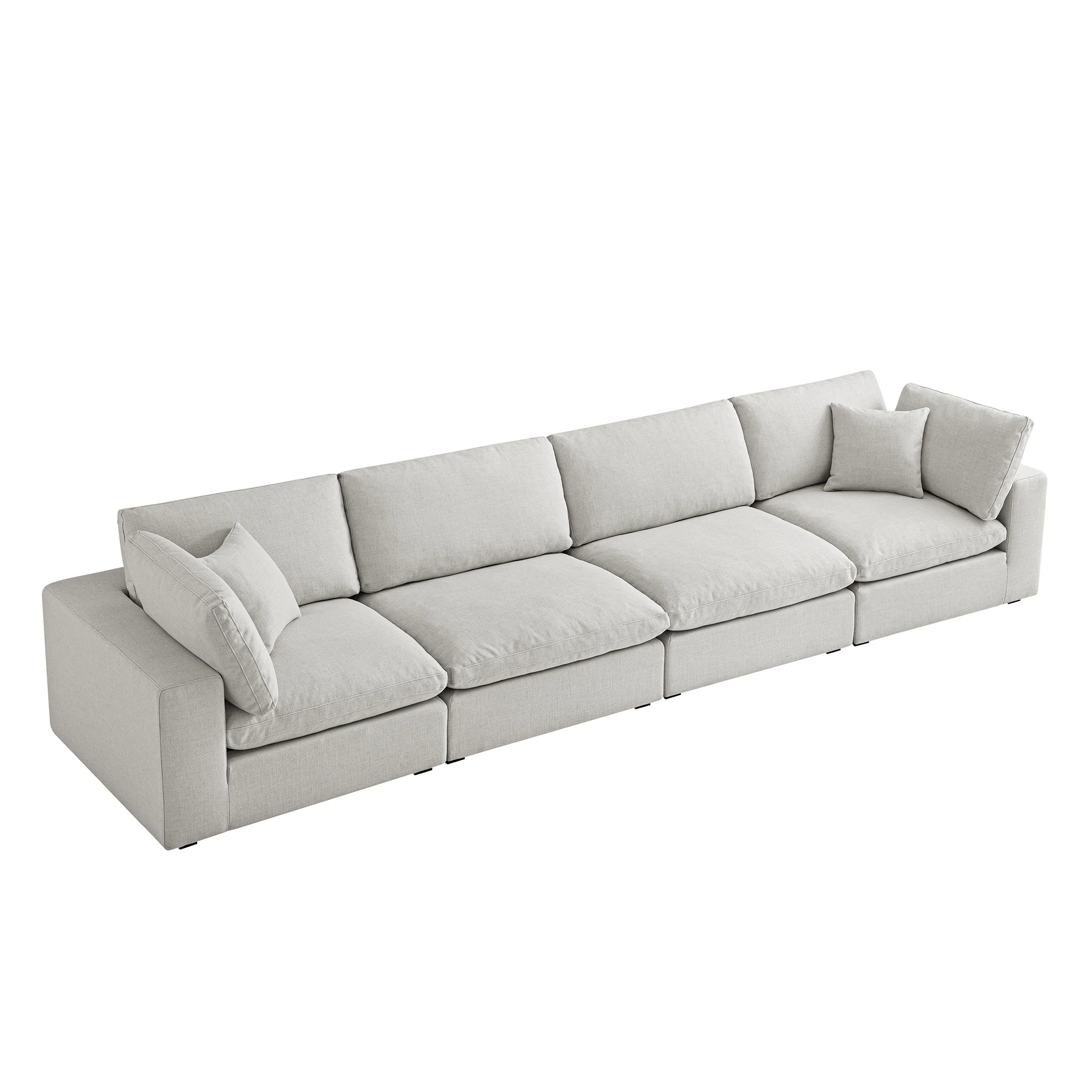 Lutyens Light Grey Linen Blend Modular Sofa, 4-Piece - Image 4