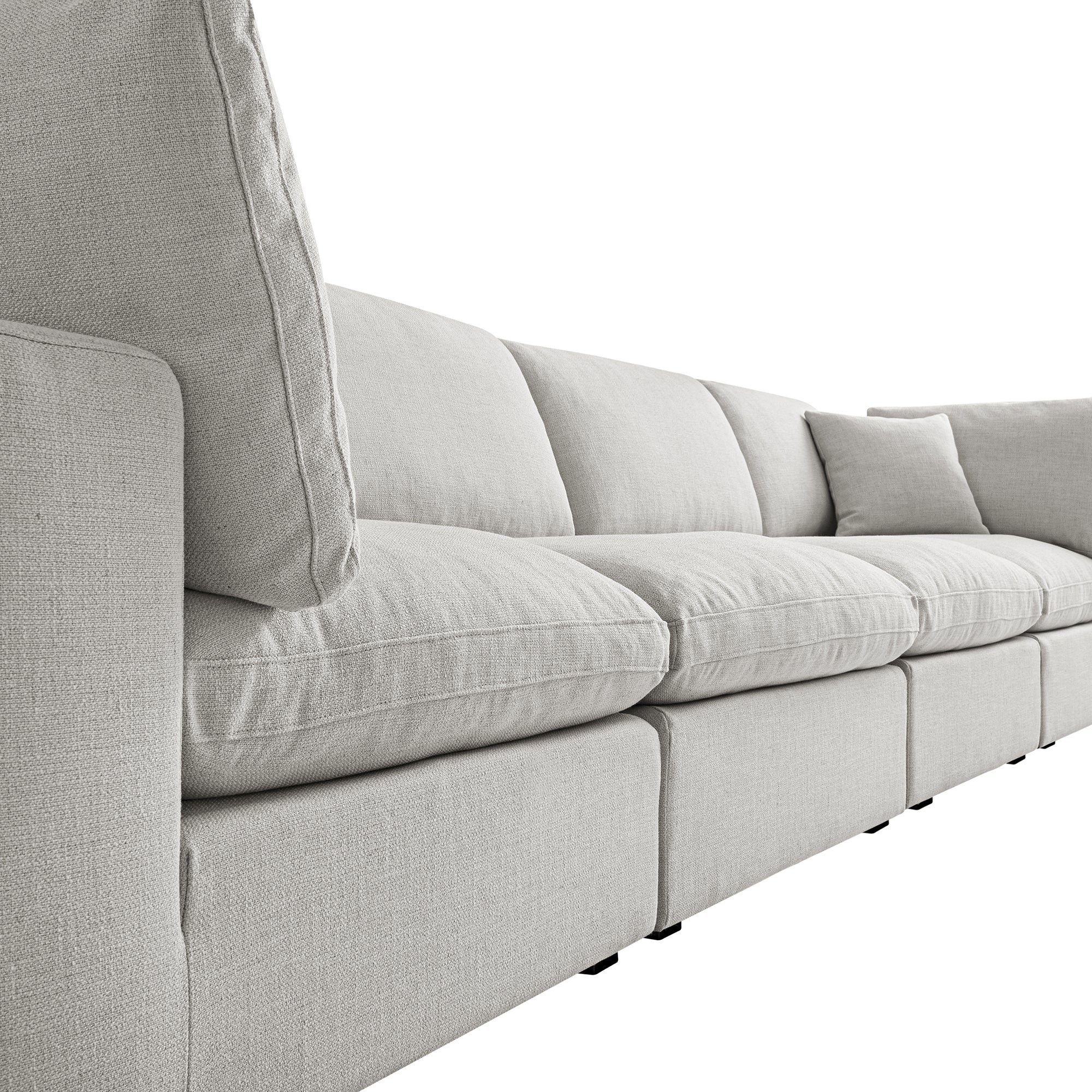 Lutyens Light Grey Linen Blend Modular Sofa, 4-Piece - Image 8