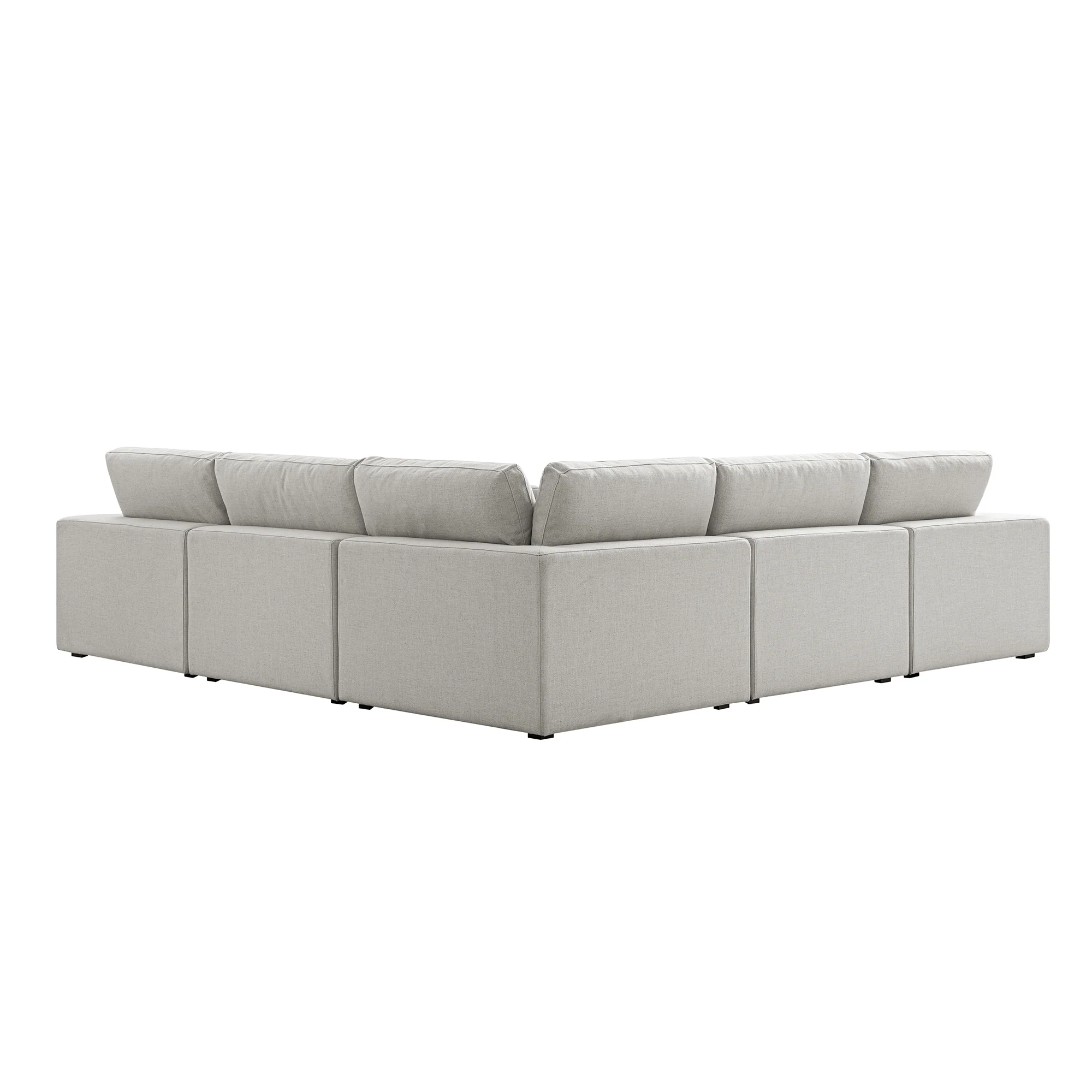 Lutyens Light Grey Linen Blend Modular Sofa, 5-Piece Corner Set - Image 5