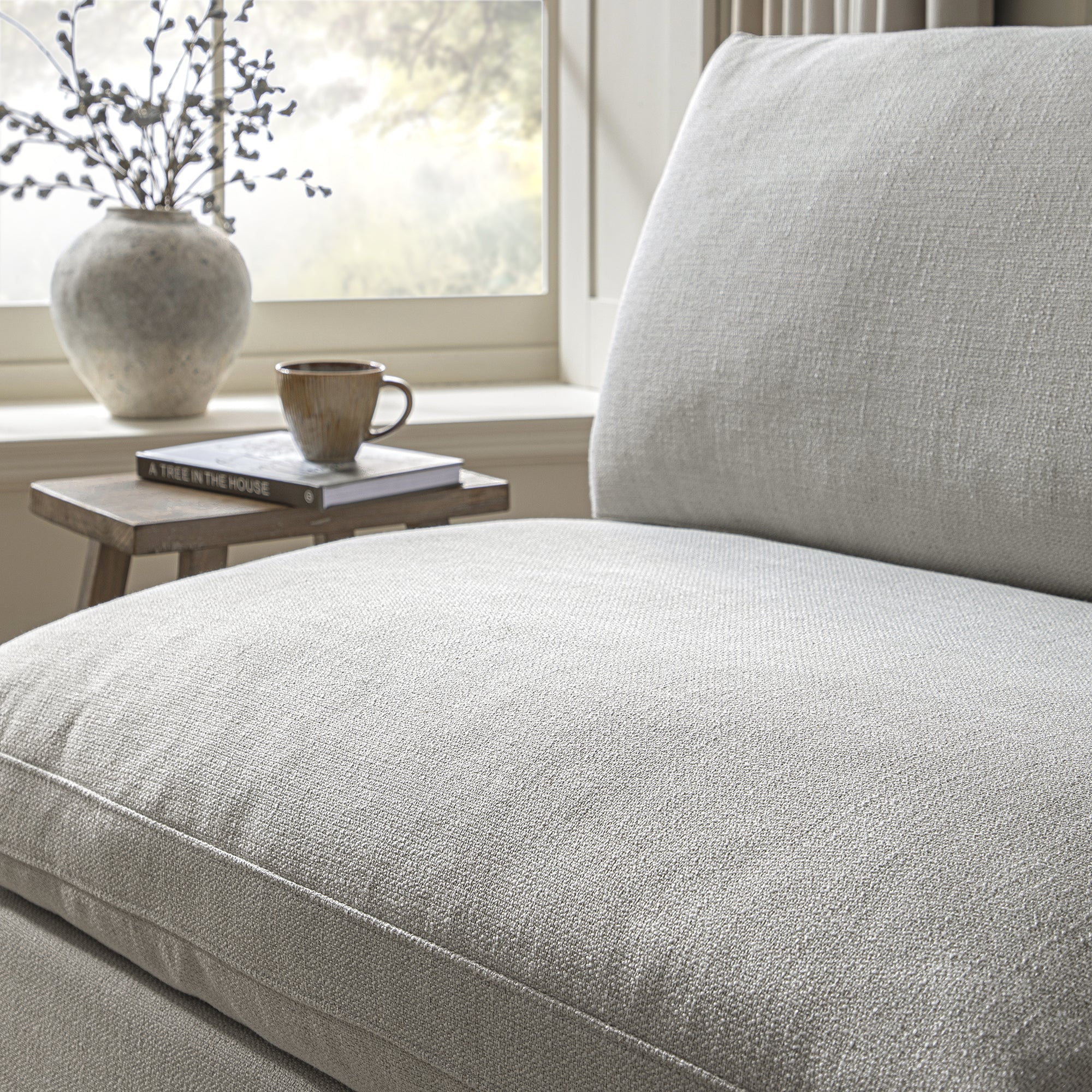 Lutyens Light Grey Linen Blend Modular Sofa, Armless Seat - Image 3