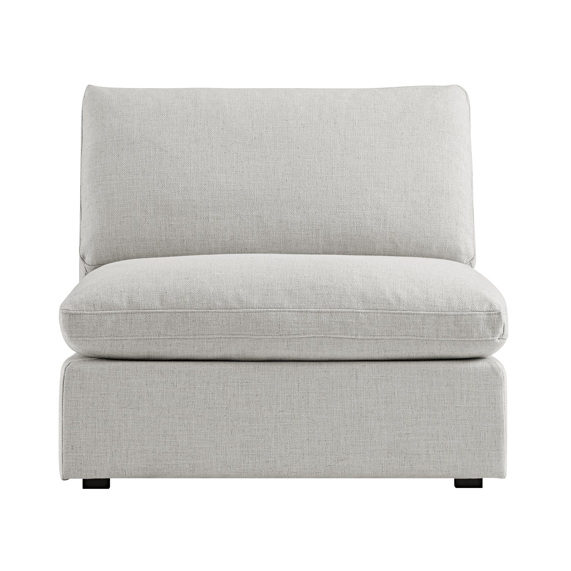 Lutyens Light Grey Linen Blend Modular Sofa, Armless Seat - Image 4