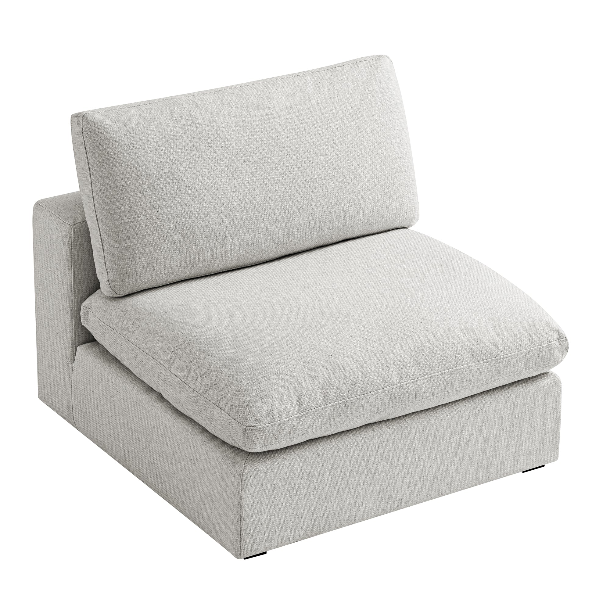 Lutyens Light Grey Linen Blend Modular Sofa, Armless Seat - Image 7