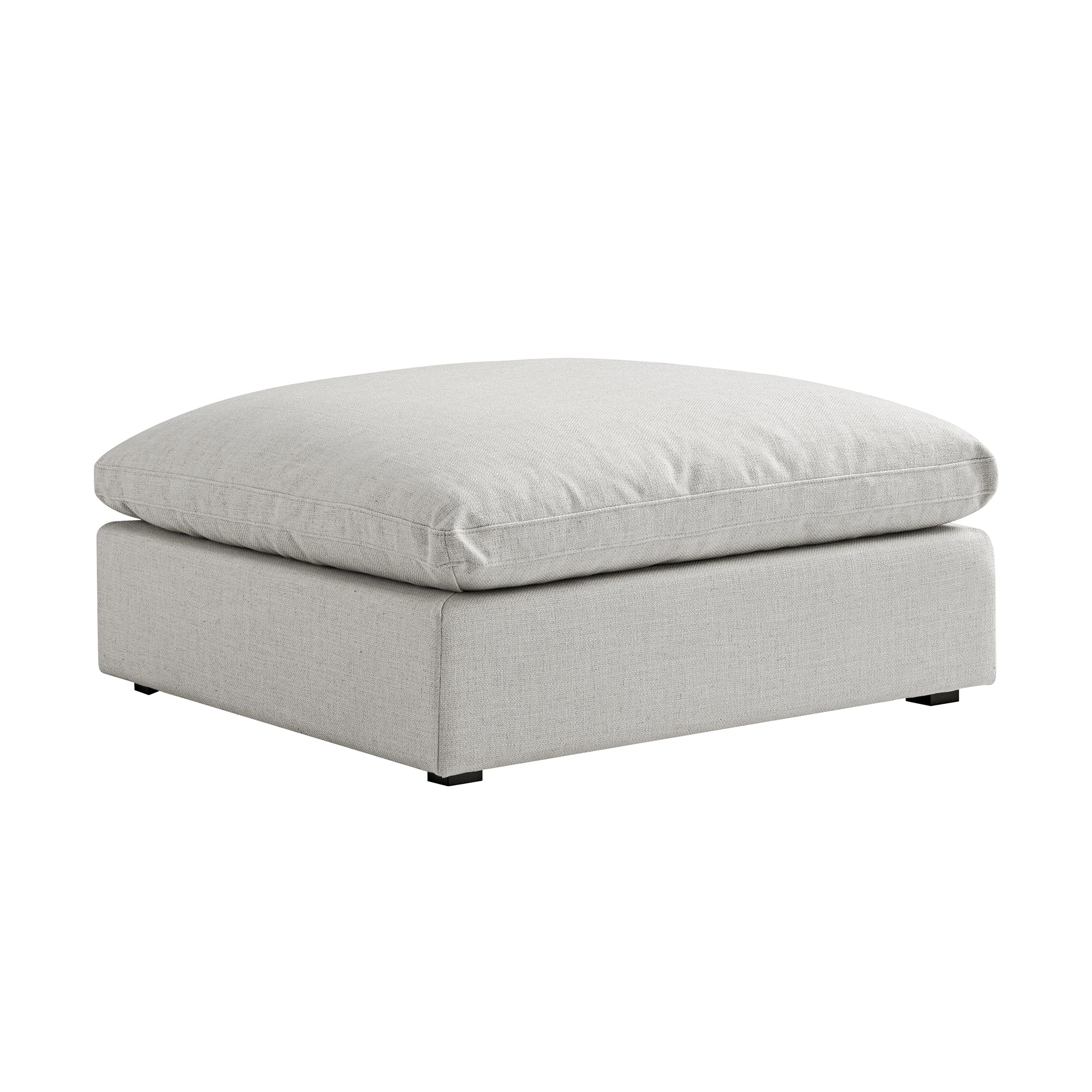 Lutyens Light Grey Linen Blend Modular Sofa, Stool - Image 2