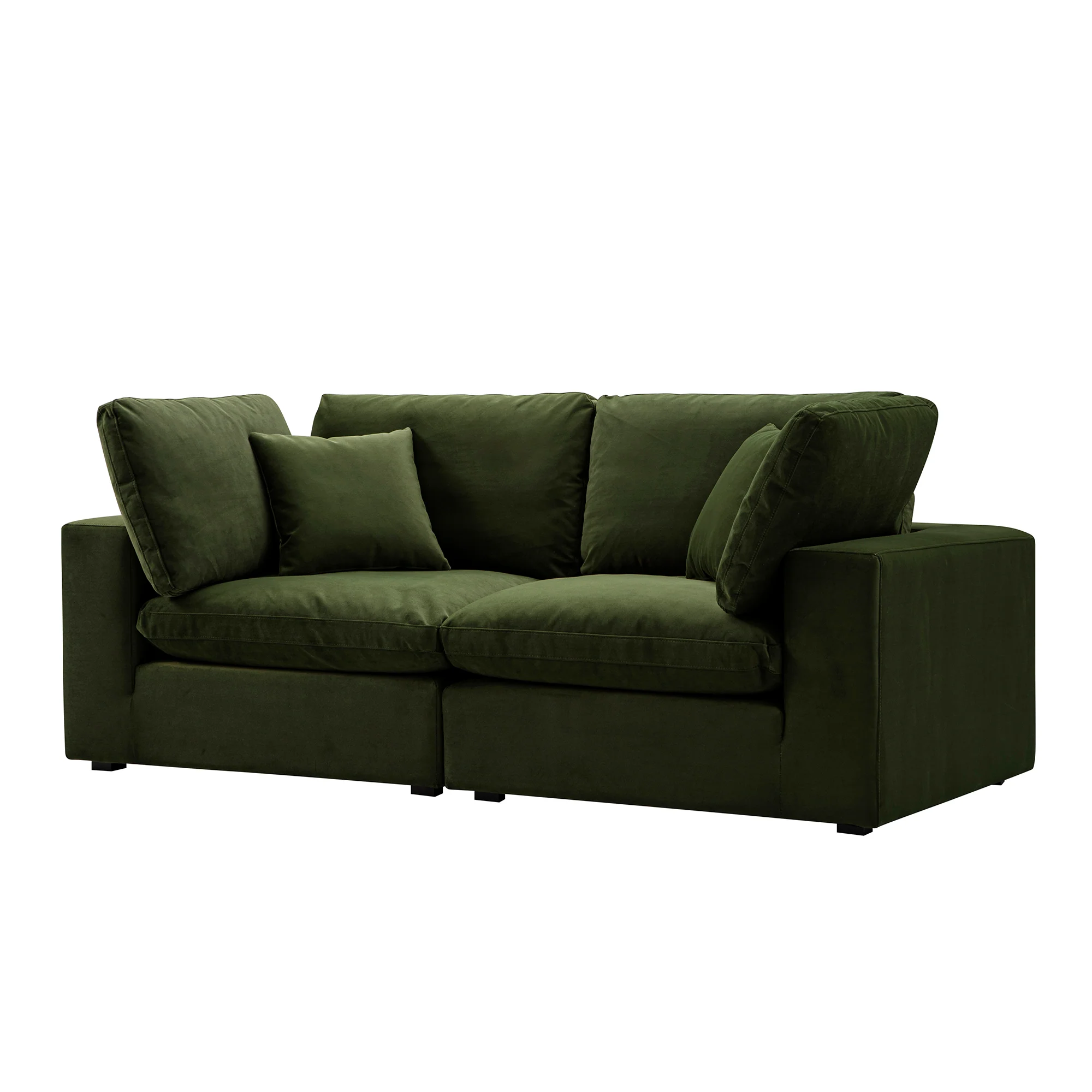 Lutyens Moss Green Velvet Modular Sofa, 2-Piece - Image 2
