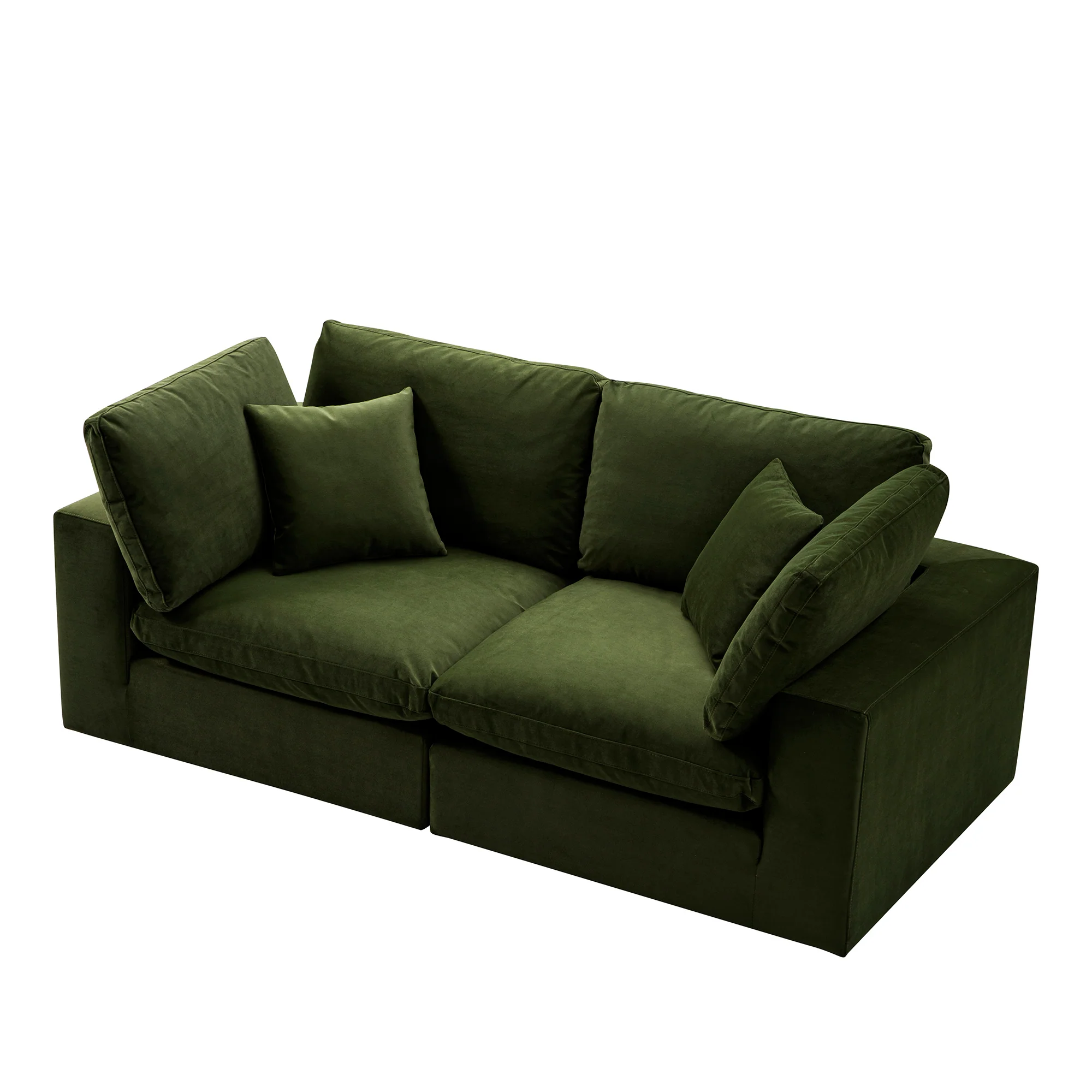 Lutyens Moss Green Velvet Modular Sofa, 2-Piece - Image 4