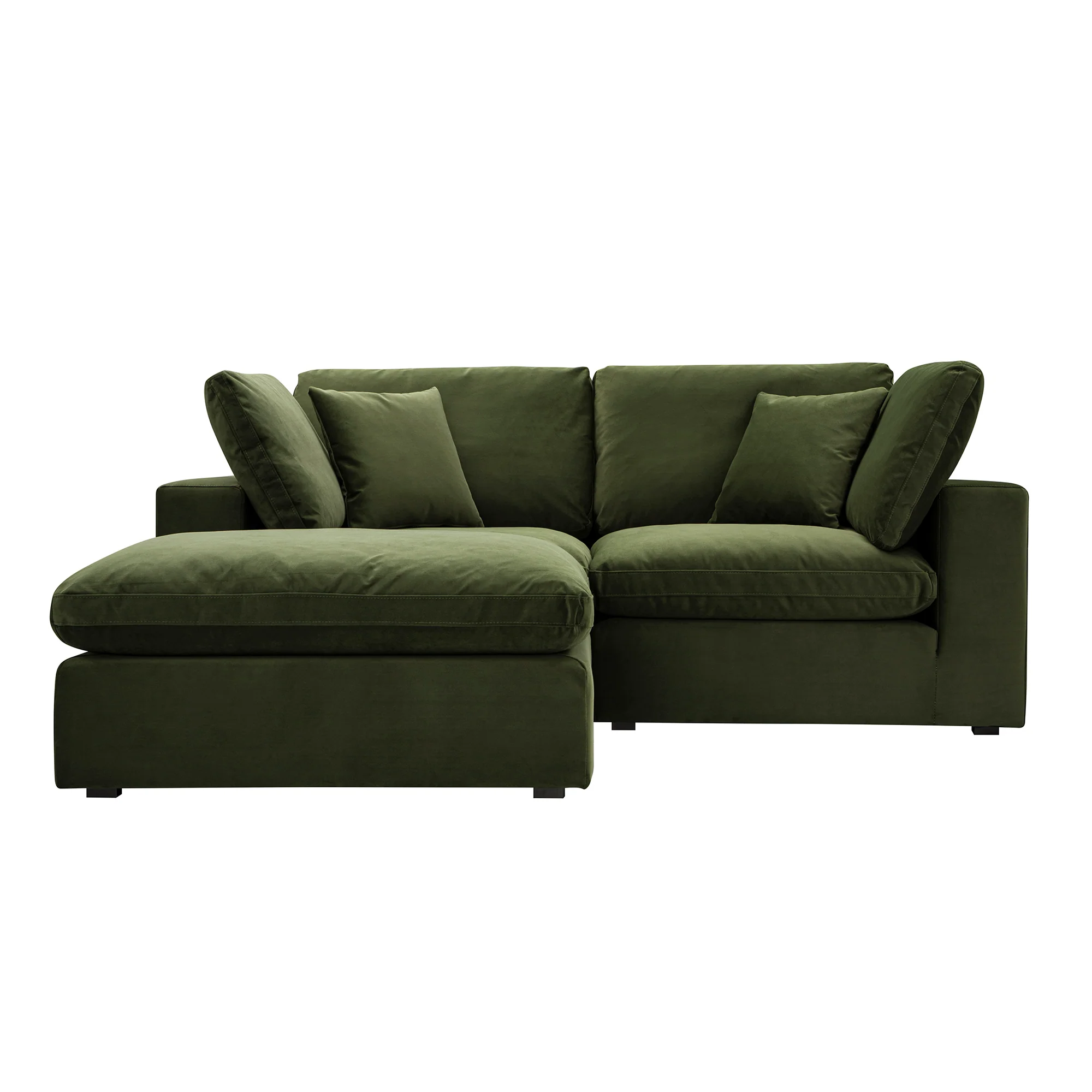 Lutyens Moss Green Velvet Modular Sofa, 2-Piece Chaise - Image 7