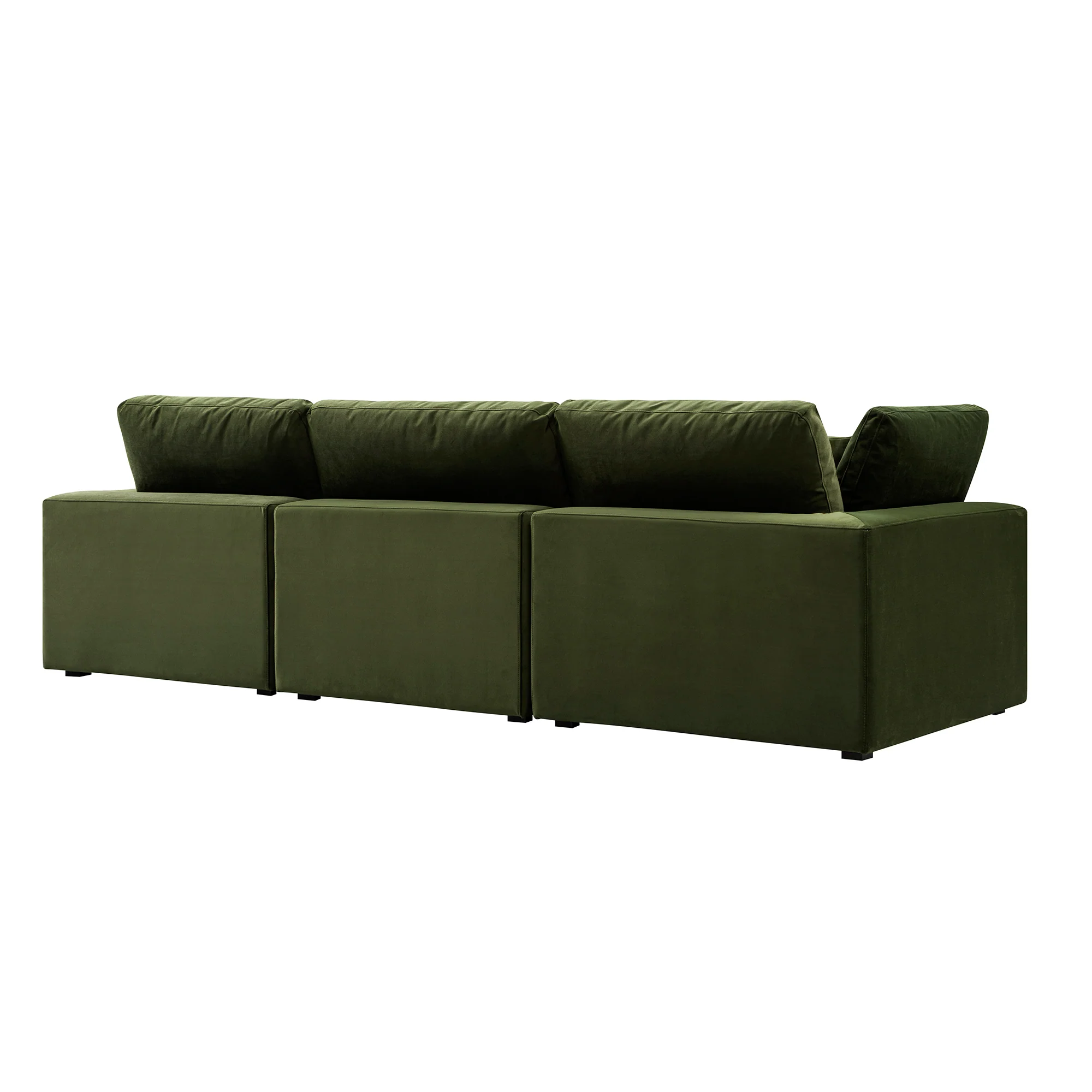 Lutyens Moss Green Velvet Modular Sofa, 3-Piece - Image 7