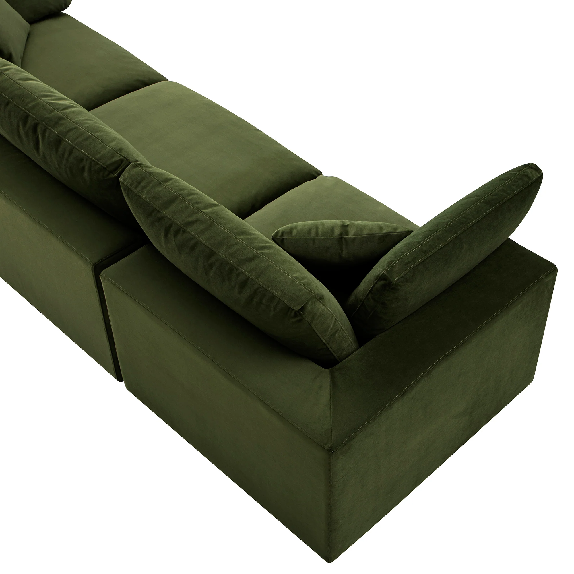 Lutyens Moss Green Velvet Modular Sofa, 3-Piece - Image 9