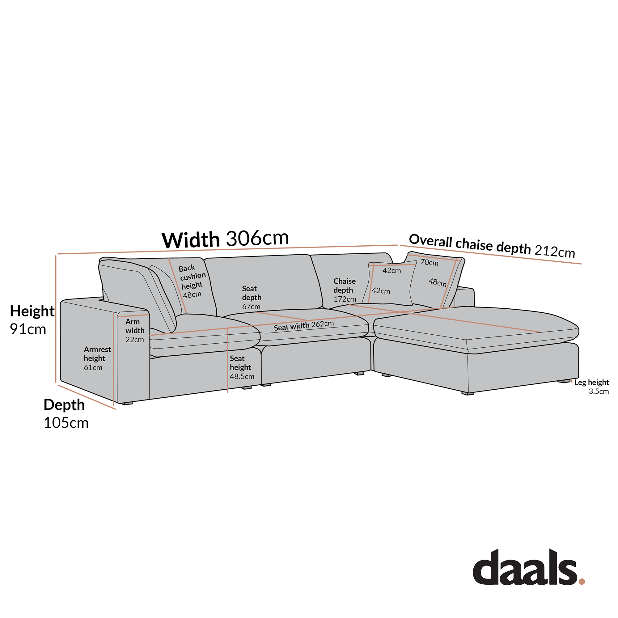 Lutyens Beige Linen Blend Modular Sofa, 3-Piece Chaise - Image 9
