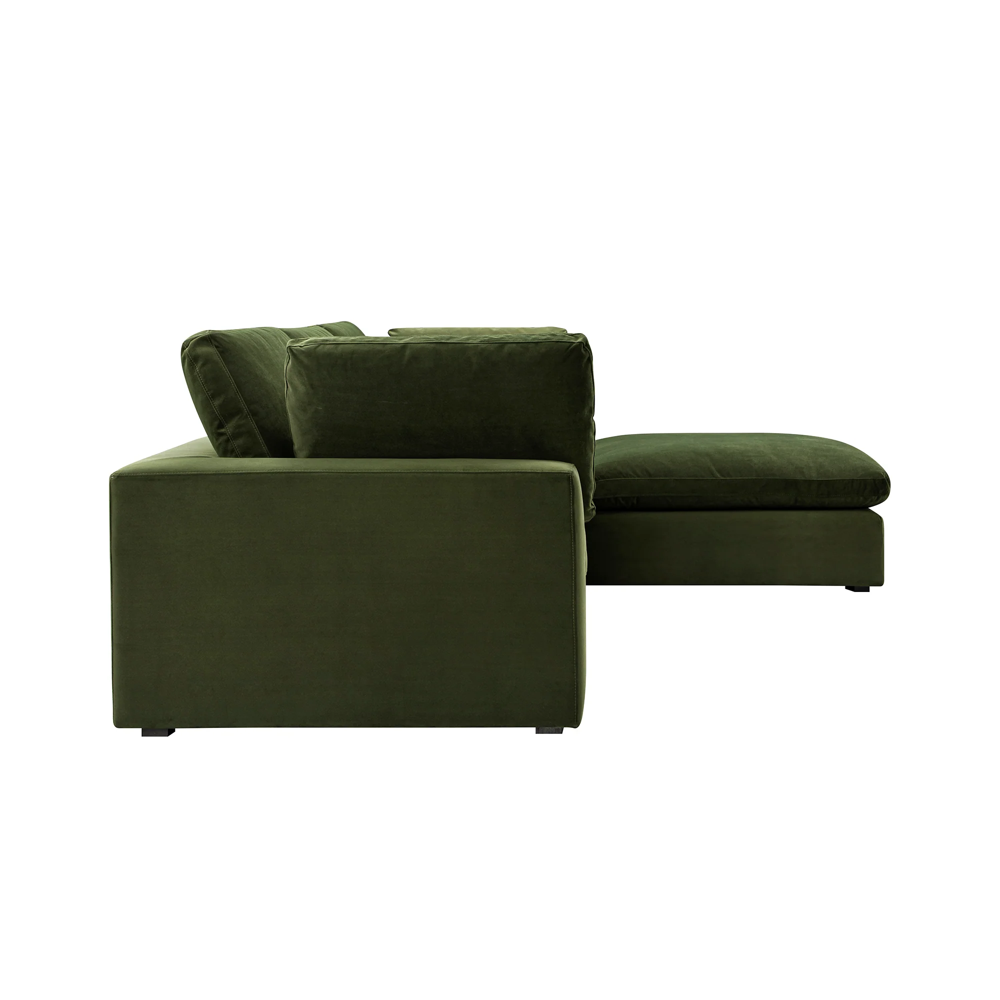 Lutyens Moss Green Velvet Modular Sofa, 3-Piece Chaise - Image 6