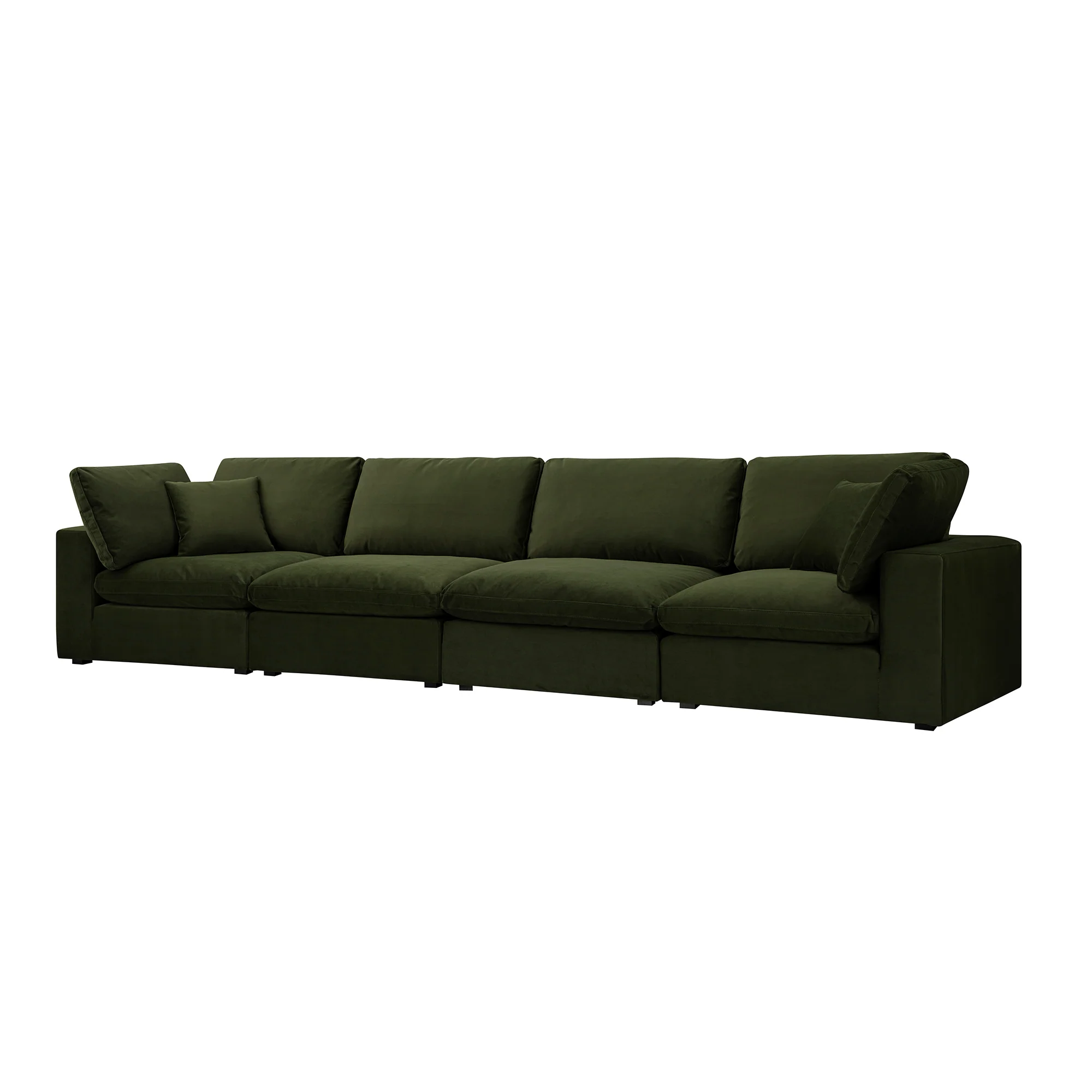 Lutyens Moss Green Velvet Modular Sofa, 4-Piece - Image 2