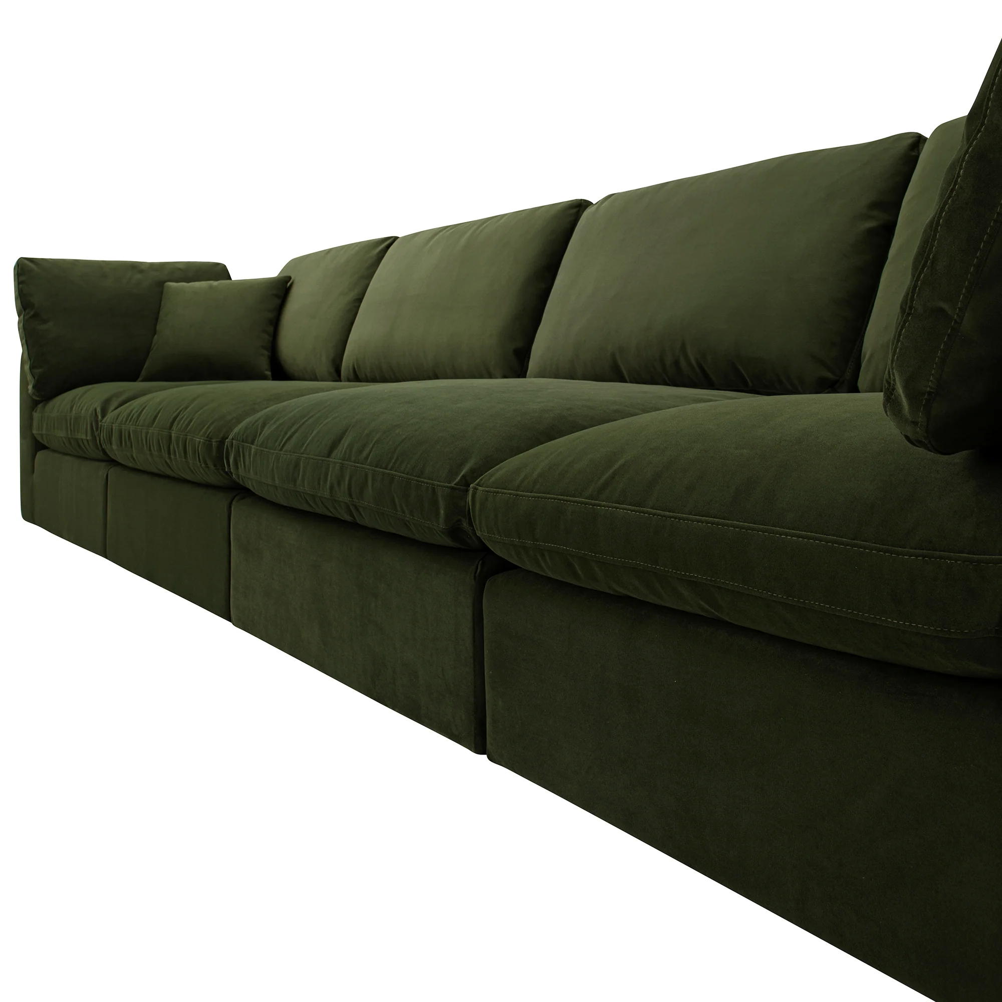 Lutyens Moss Green Velvet Modular Sofa, 4-Piece - Image 7