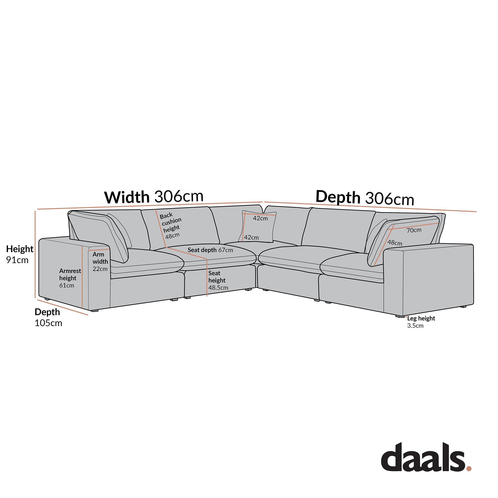 Lutyens Beige Linen Blend Modular Sofa, 5-Piece Corner Set - Image 7