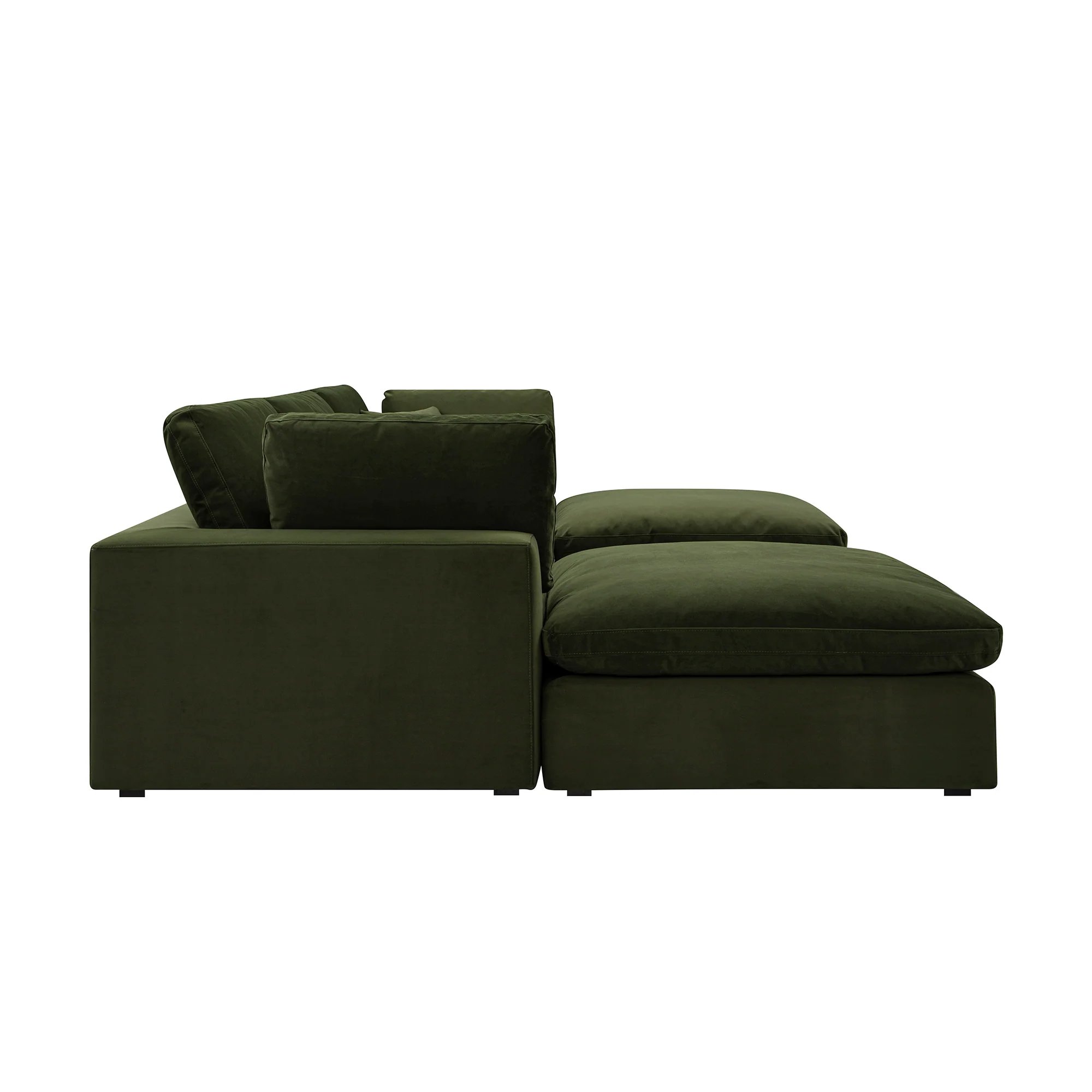 Lutyens Moss Green Velvet Modular Sofa, 5-Piece U-Shape Set - Image 6