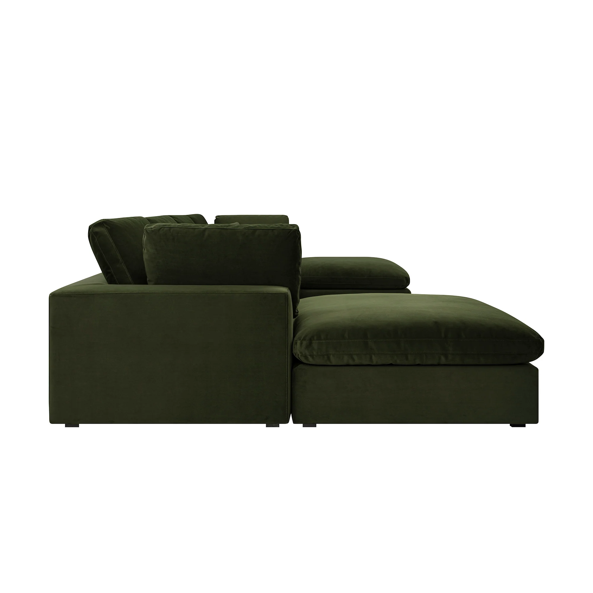 Lutyens Moss Green Velvet Modular Sofa, 6-Piece U-Shape Set - Image 5