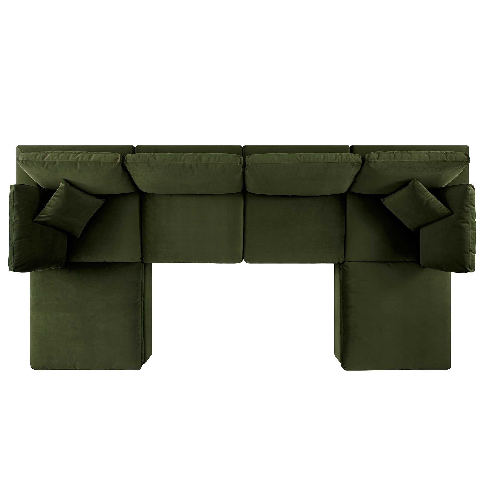 Lutyens Moss Green Velvet Modular Sofa, 6-Piece U-Shape Set - Image 6