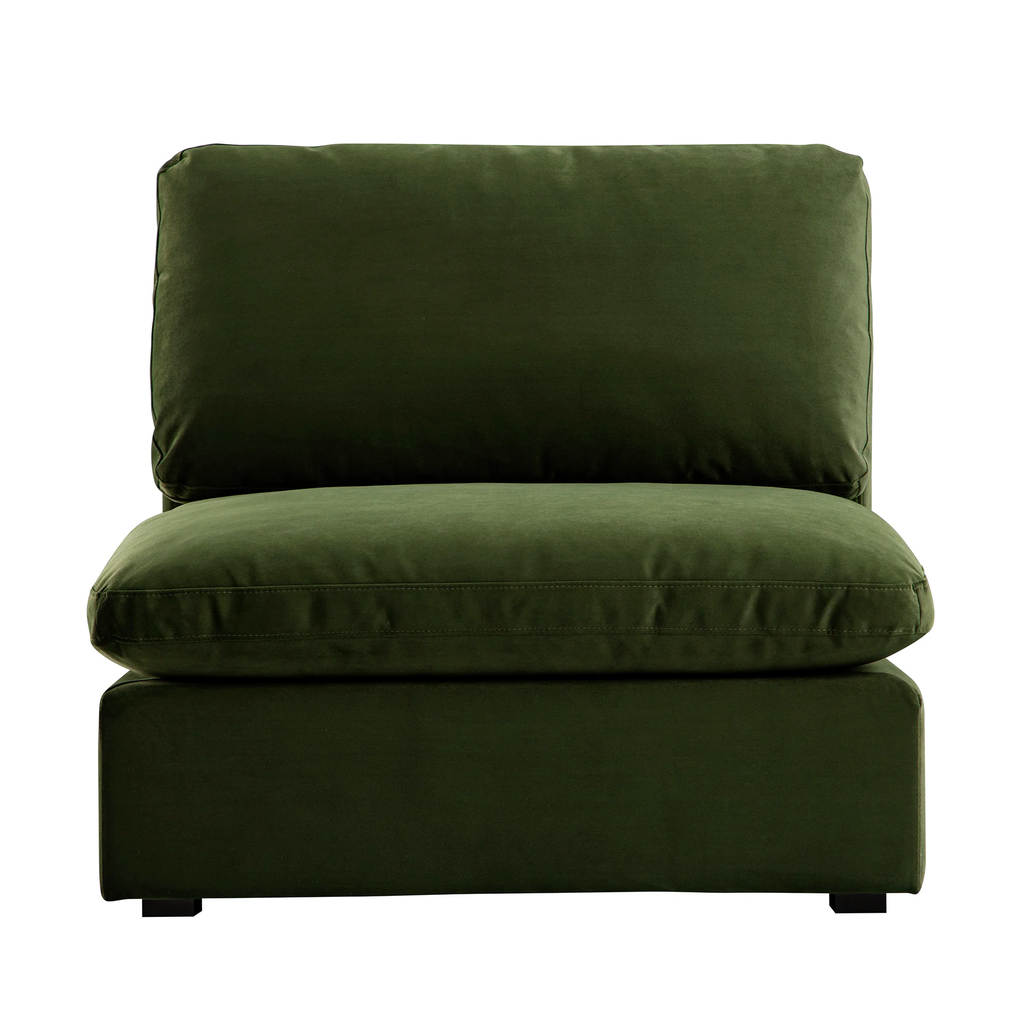 Lutyens Moss Green Velvet Modular Sofa, Armless Seat - Image 2