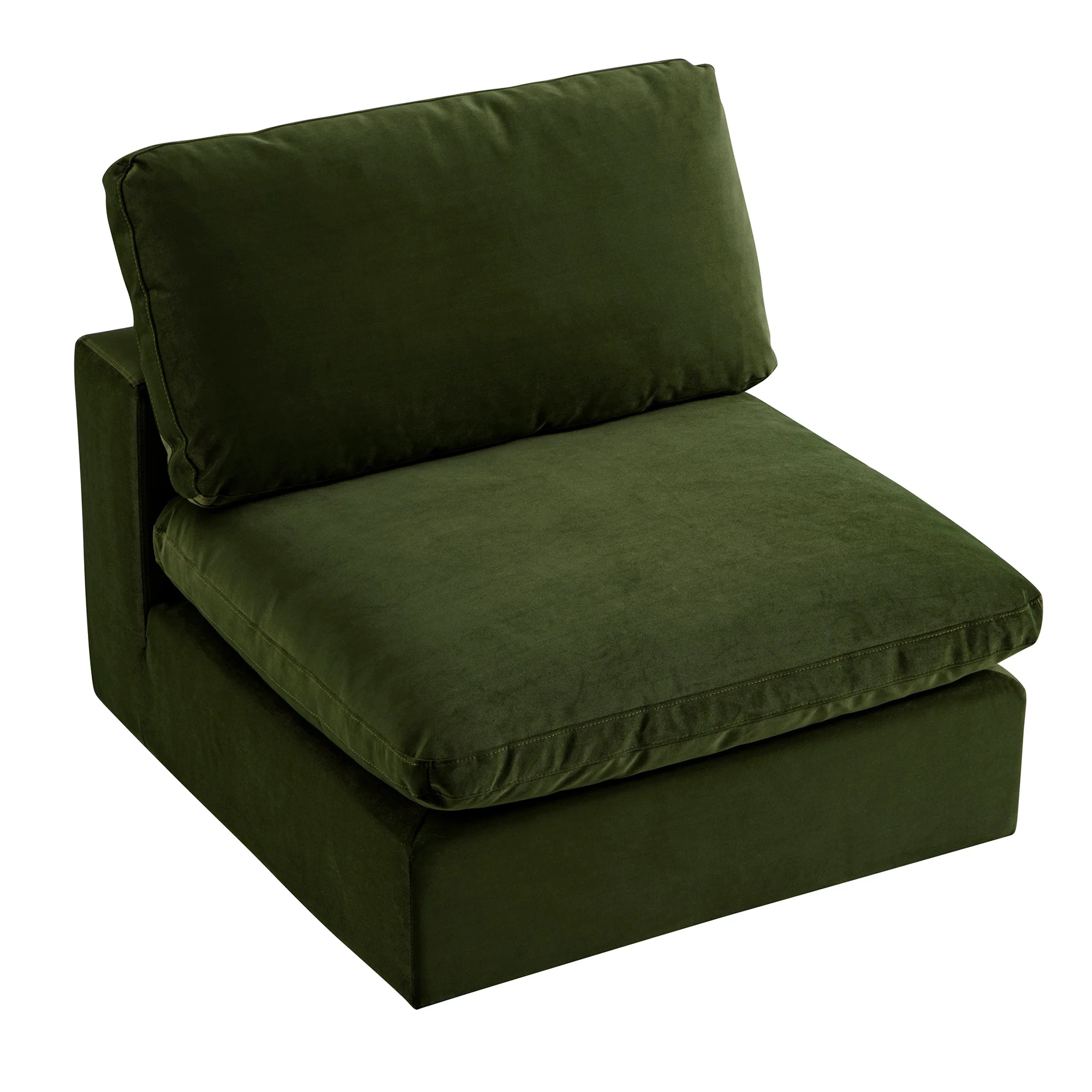 Lutyens Moss Green Velvet Modular Sofa, Armless Seat - Image 4