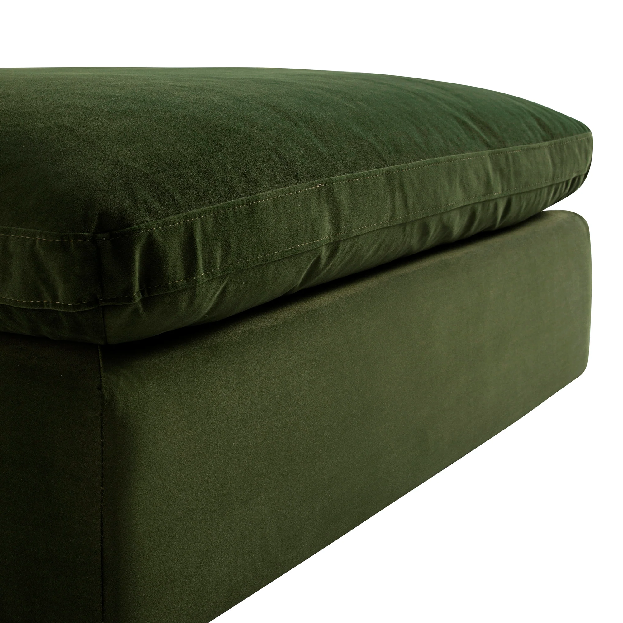 Lutyens Moss Green Velvet Modular Sofa, Stool - Image 6