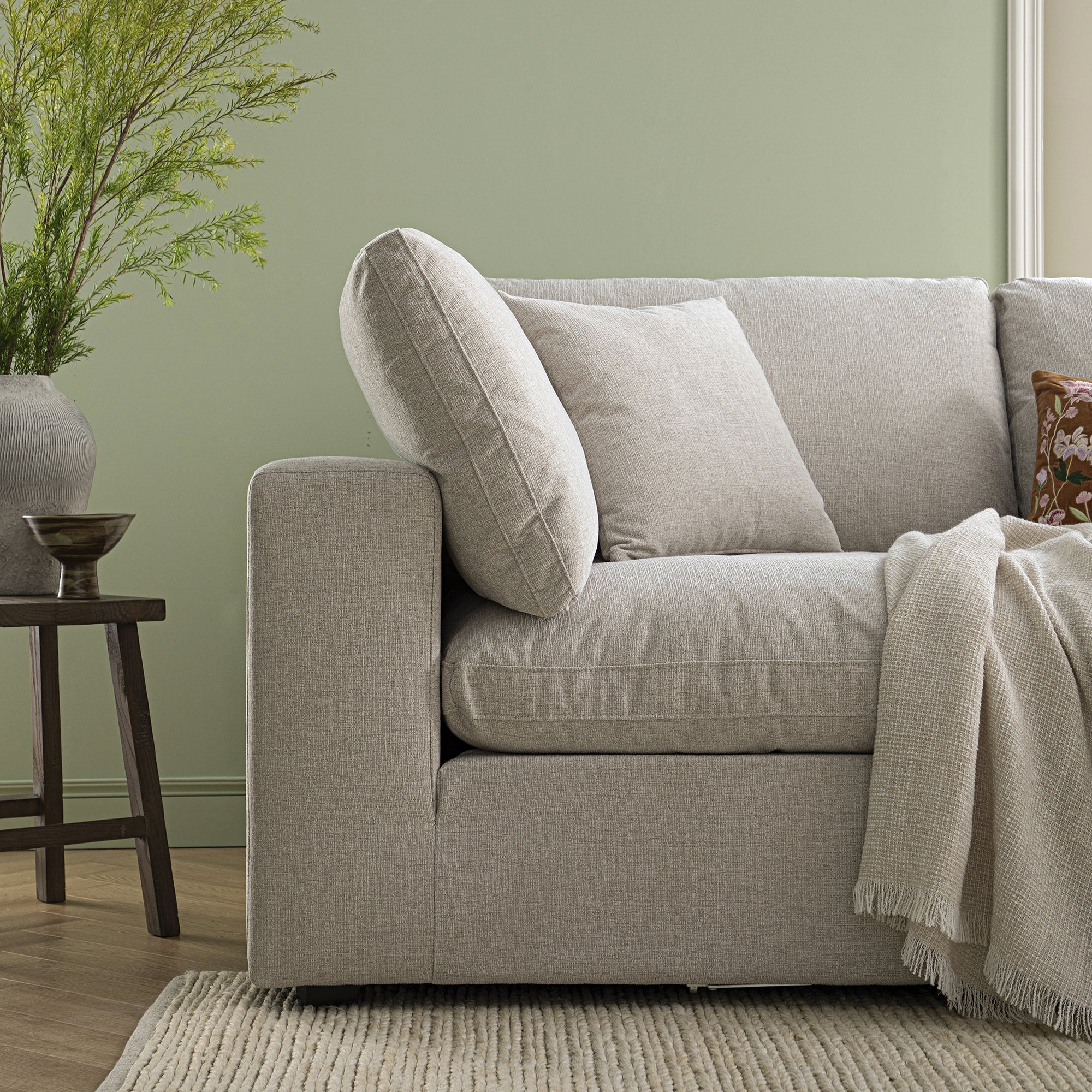 Lutyens Oatmeal Weave Fabric Modular Sofa, 2-Piece - Image 4