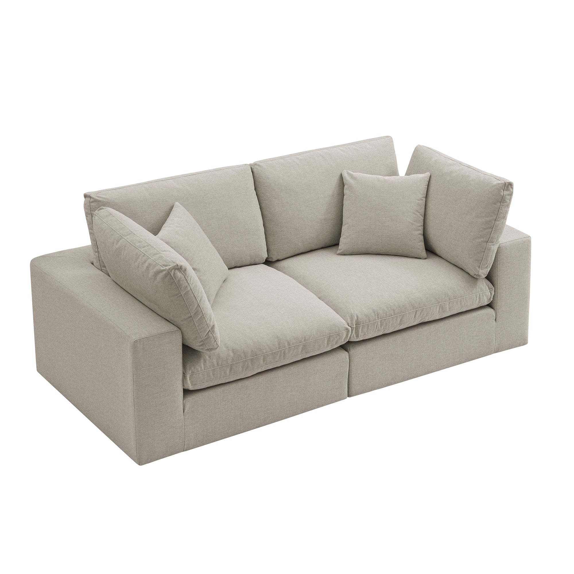 Lutyens Oatmeal Weave Fabric Modular Sofa, 2-Piece - Image 8