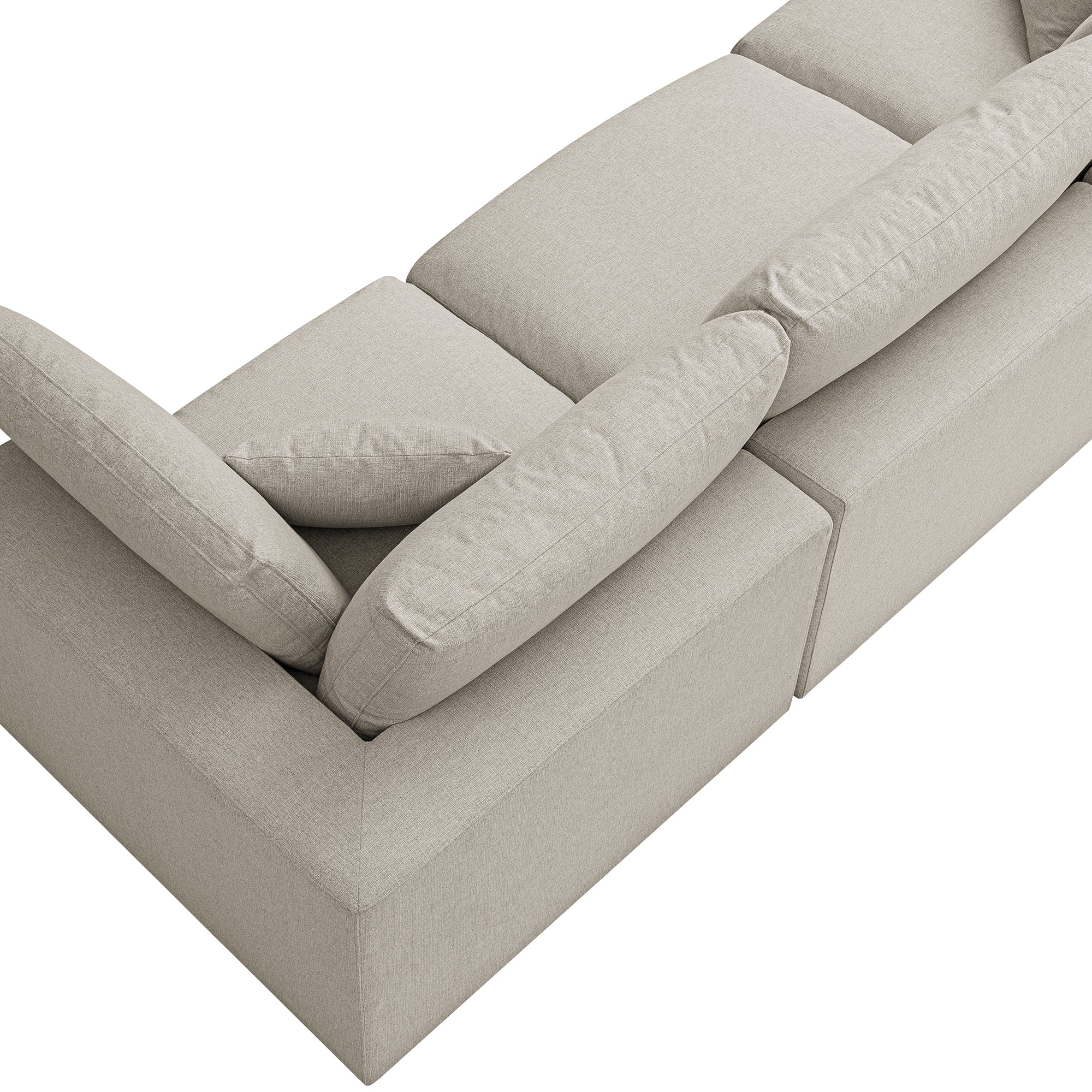 Lutyens Oatmeal Weave Fabric Modular Sofa, 3-Piece - Image 14