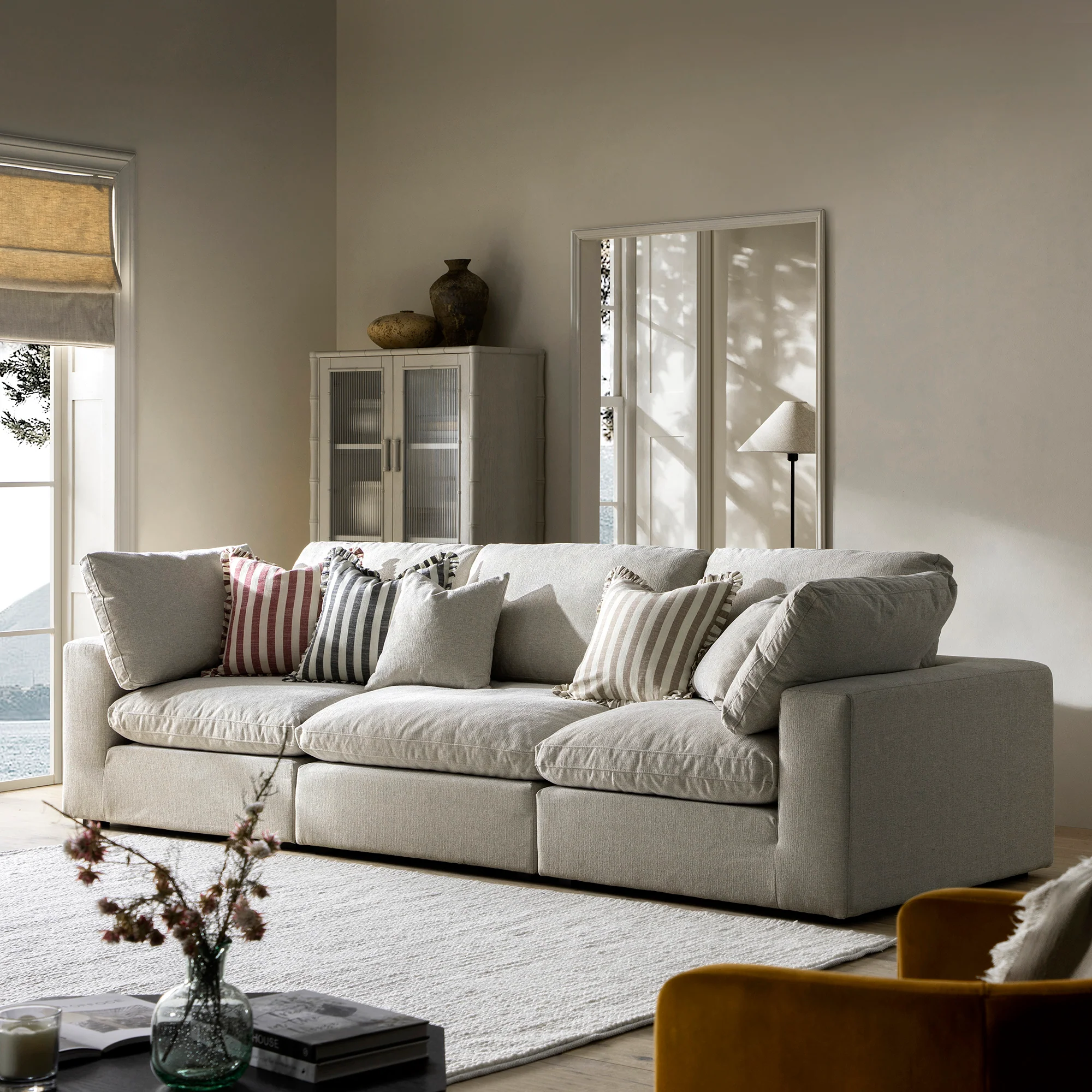 Lutyens Oatmeal Weave Fabric Modular Sofa, 3-Piece - Image 2