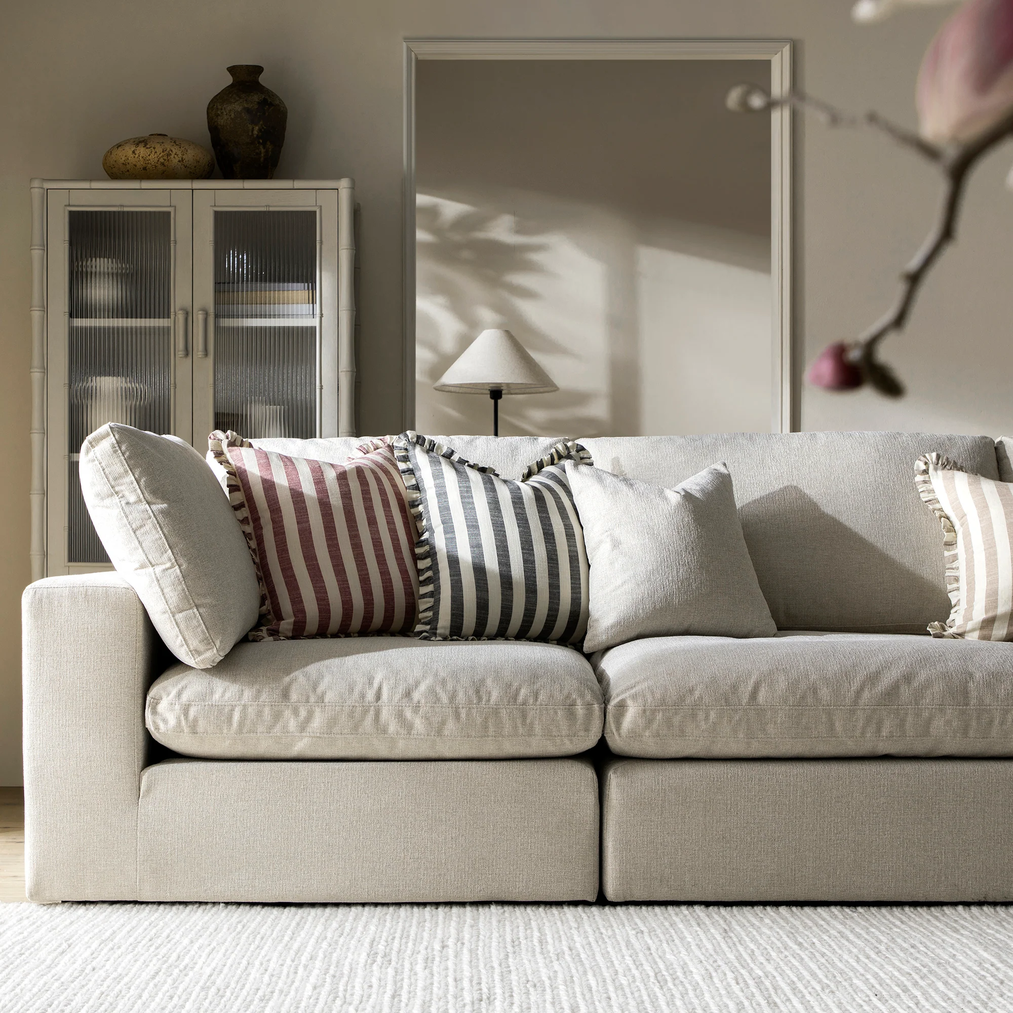 Lutyens Oatmeal Weave Fabric Modular Sofa, 3-Piece - Image 4