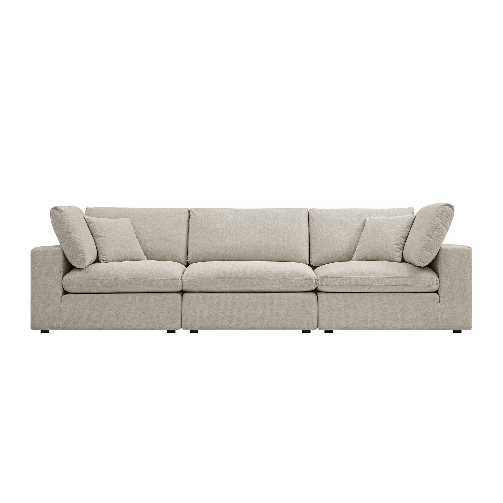 Lutyens Oatmeal Weave Fabric Modular Sofa, 3-Piece - Image 6